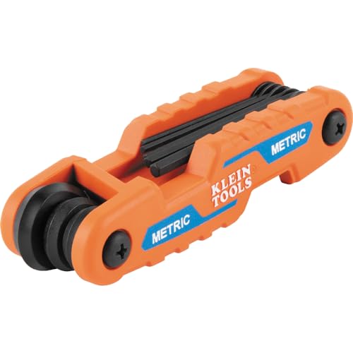 Klein Tools 70543 3-Piece Compact Folding Hex Key Set, Metric, SAE, Torx Sizes, 25 Keys, Industrial Strength Heat Treated Alloy Steel