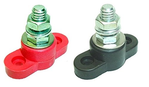 Fastronix 3/8" Stainless Steel Single Stud Power and Ground Junction Block Red and Black