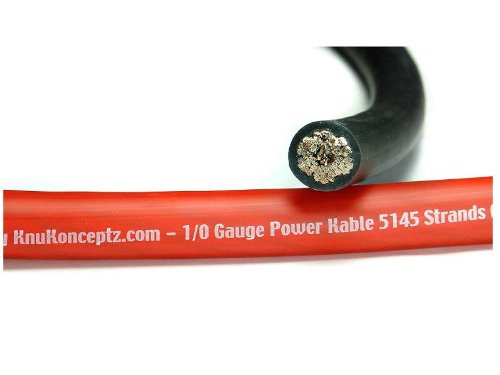 KnuKonceptz Kolossus Flex Kable OFC 8 Gauge Power Wire Copper Cable Black (10 ft) 8 AWG
