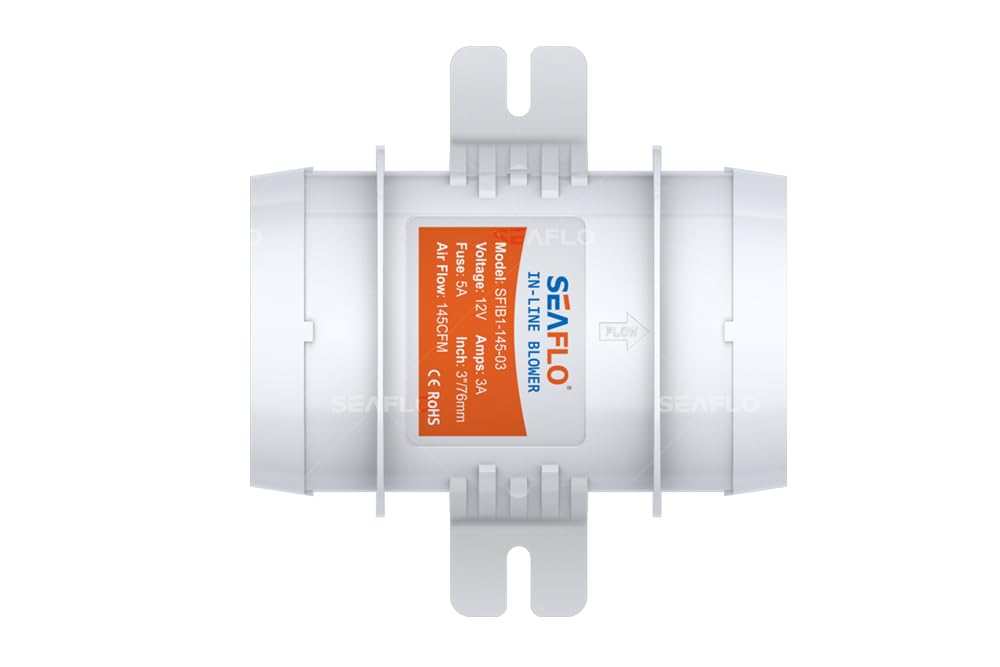 SEAFLO 3″ 145CFM in-Line Bilge Blower Fan for Marine/Ventilation/RV
