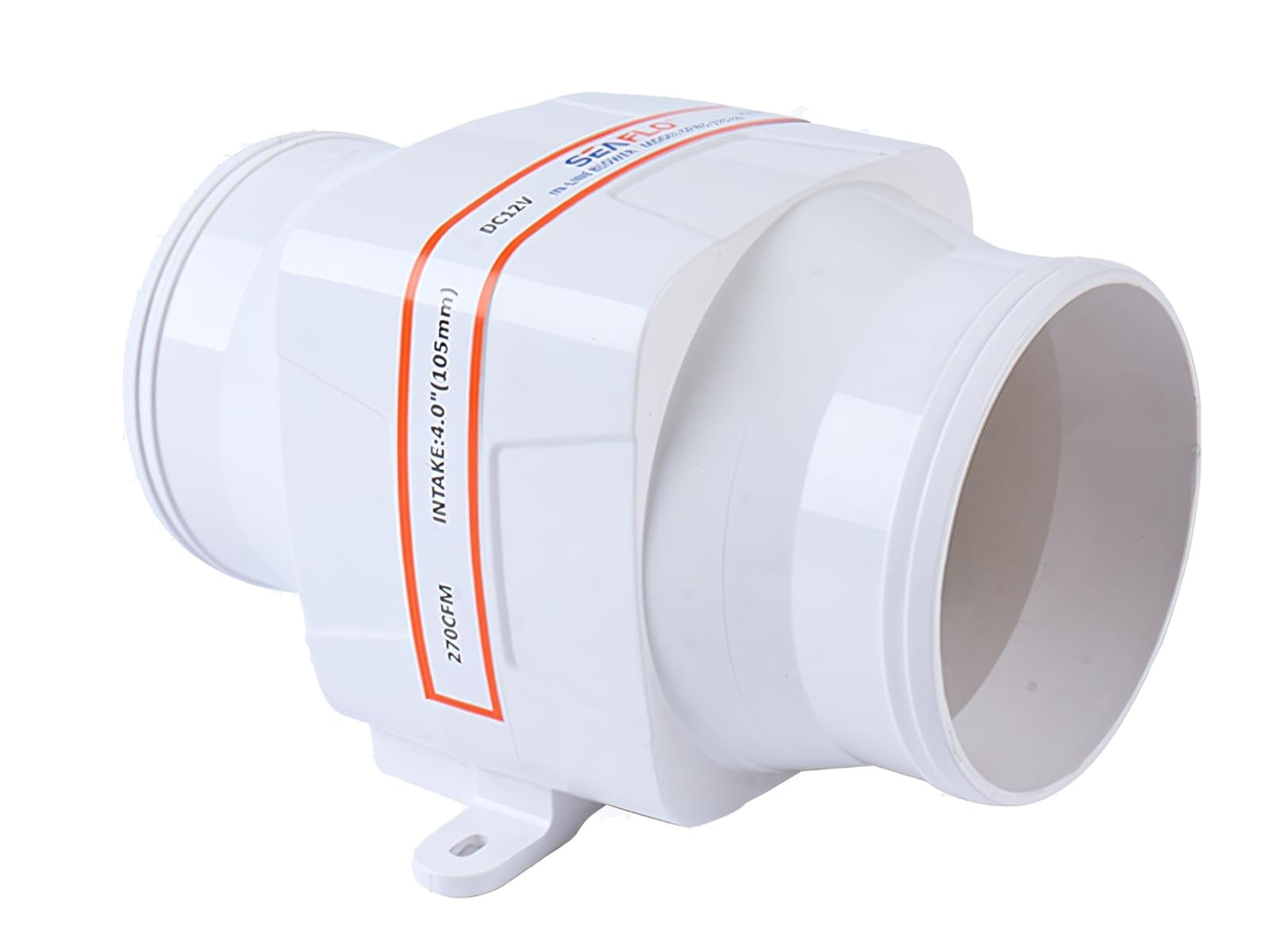SEAFLO 4" In-Line Marine Bilge Air Blower 12V 270 CFM Quiet Boat White