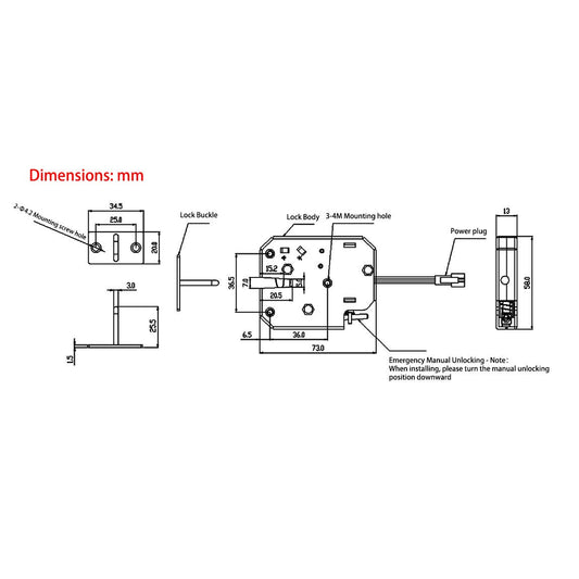 ATOPLEE Electronic Lock, 1pcs DC 12V 2A Carbon Steel Solenoid Cabinet Spring Lock for Drawer Locker (73X58X13mm)