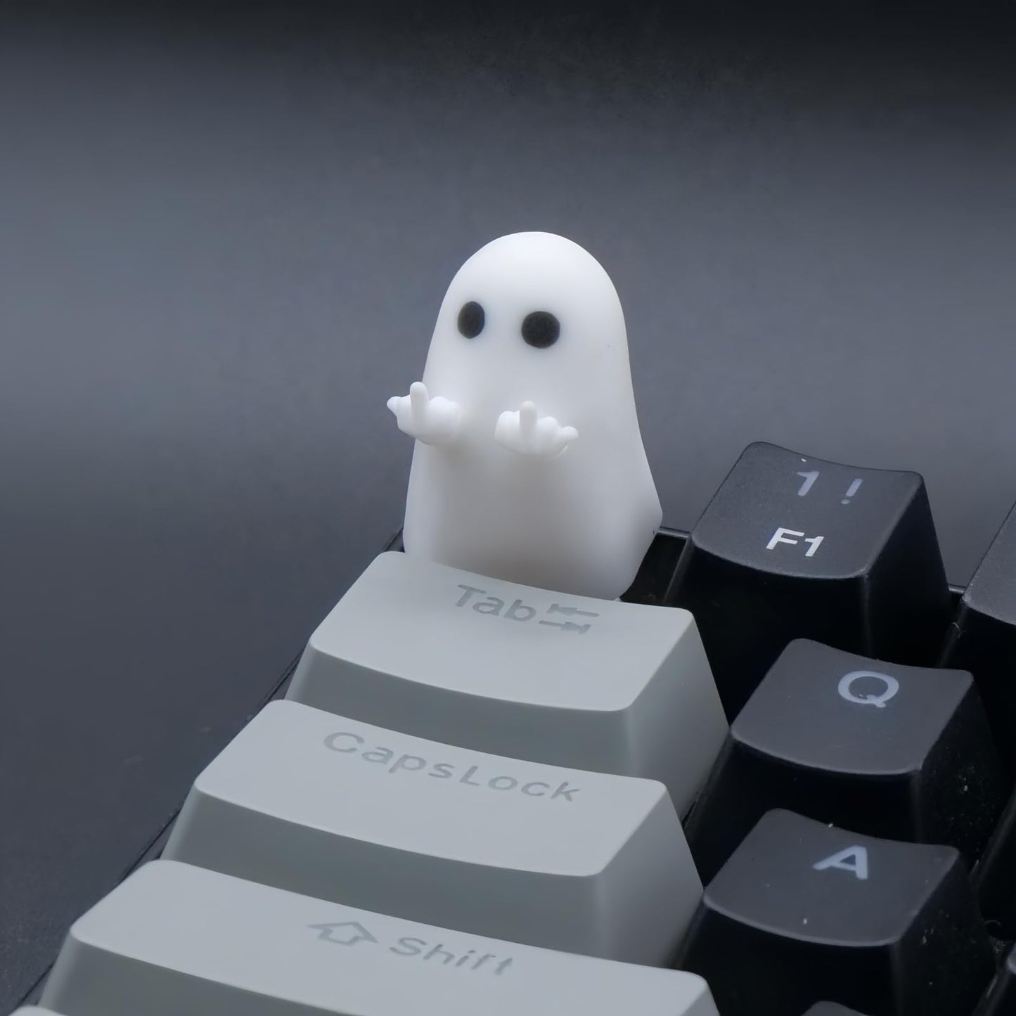 REDQIN ULTRAEQUIP Artisan Keycaps - Cute Ghost Resin Keycaps 1U ESC Custom Handmade Keycap Replacement for Mechanical Keyboard (Hey-You Ghost, Opaque)