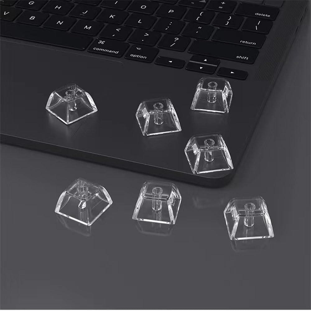 Elacgap Blank Crystal Transparent Keycaps PC Material 1U XDA Profile Keycap for MX switches Mechanical Keyboard Backlit (XDA Transparent, 20pcs)