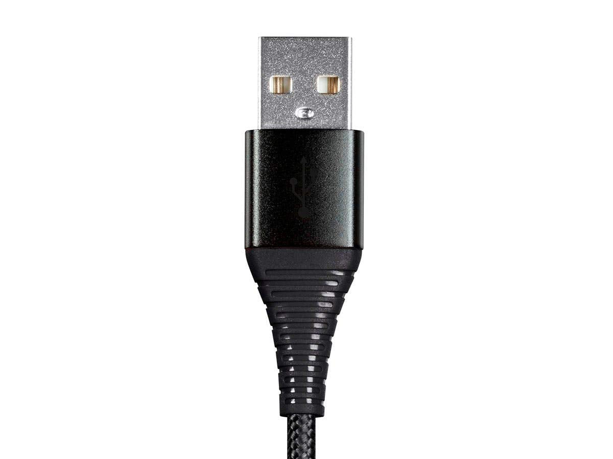 Monoprice USB 2.0 Micro B to Type A Charge & Sync Cable - 6 Feet - Black | Nylon-Braid, Durable, Kevlar-Reinforced - AtlasFlex Series