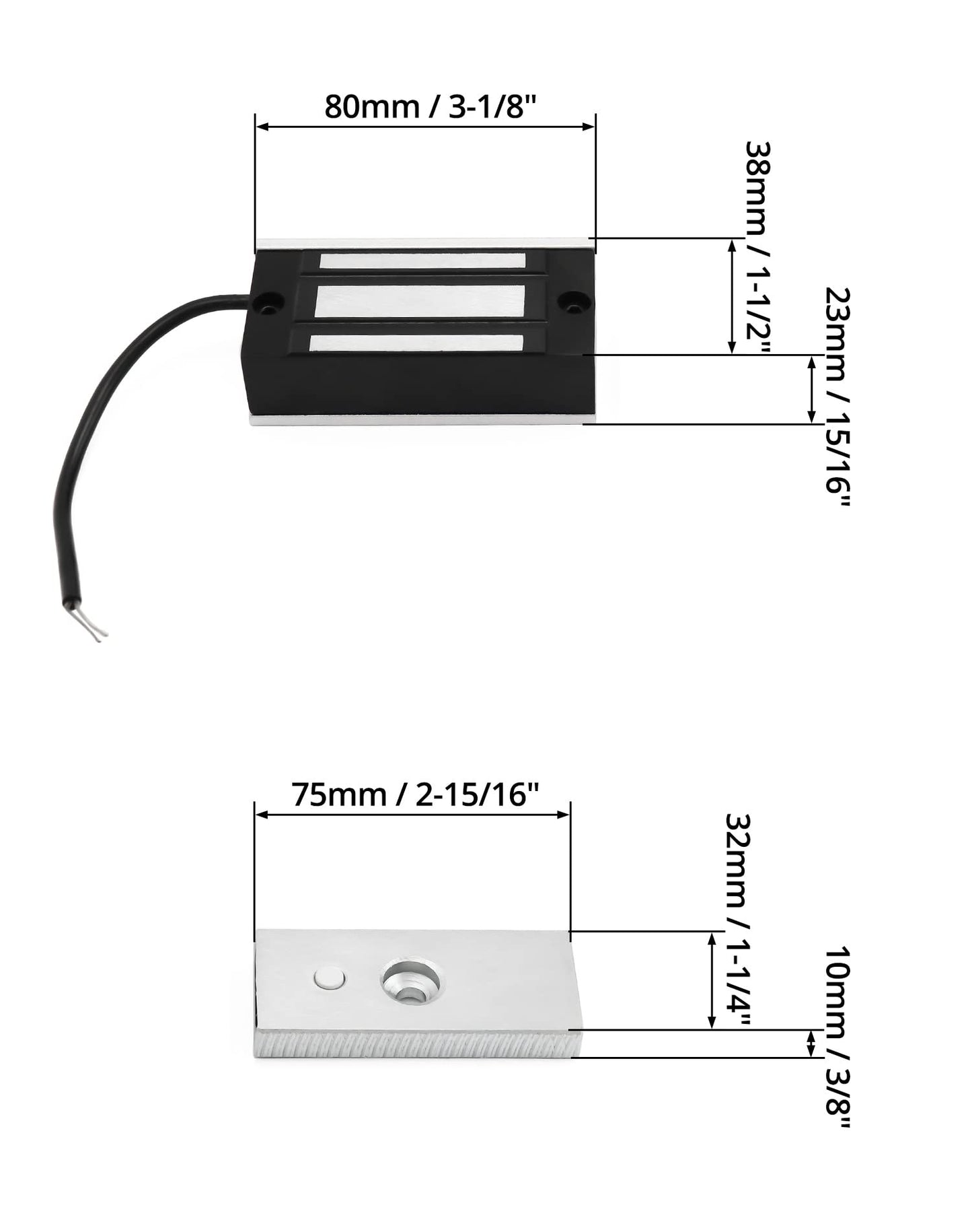 QWORK Electric Magnetic Lock, 60kg 130LBs Holding Force Electric Magnetic Lock for Door Access Control System Electromagnet Fail-Safe NC Mode