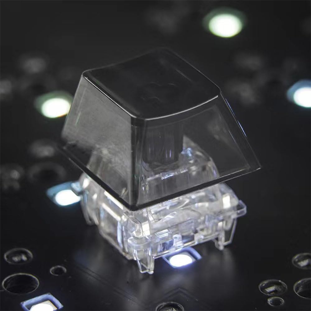 Elacgap Blank Crystal Transparent Black Keycaps PC Material 1U Cherry Profile R4 Keycap for MX switches Mechanical Keyboard Backlit (Cherry Transparent Black, 20pcs)