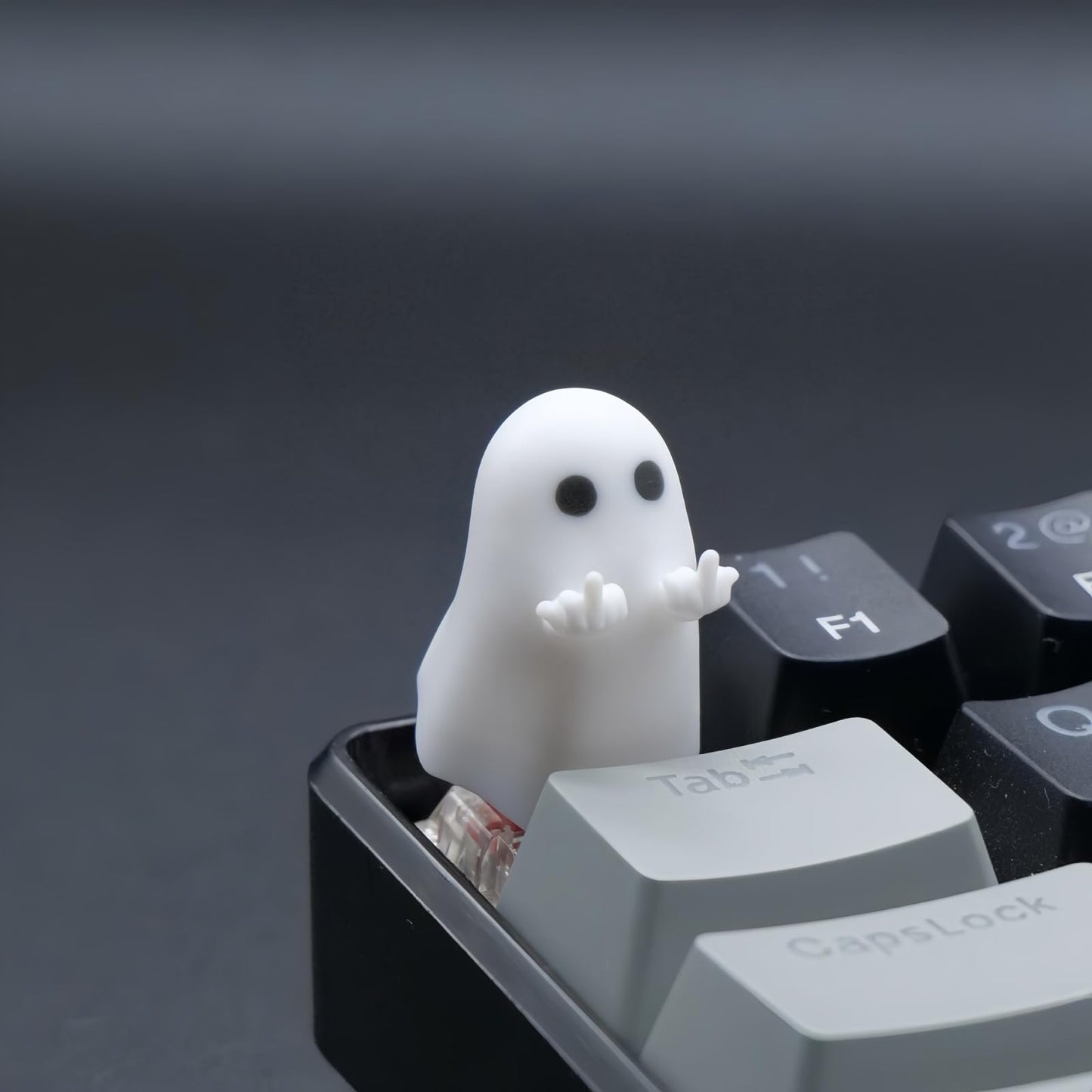 REDQIN ULTRAEQUIP Artisan Keycaps - Cute Ghost Resin Keycaps 1U ESC Custom Handmade Keycap Replacement for Mechanical Keyboard (Hey-You Ghost, Opaque)