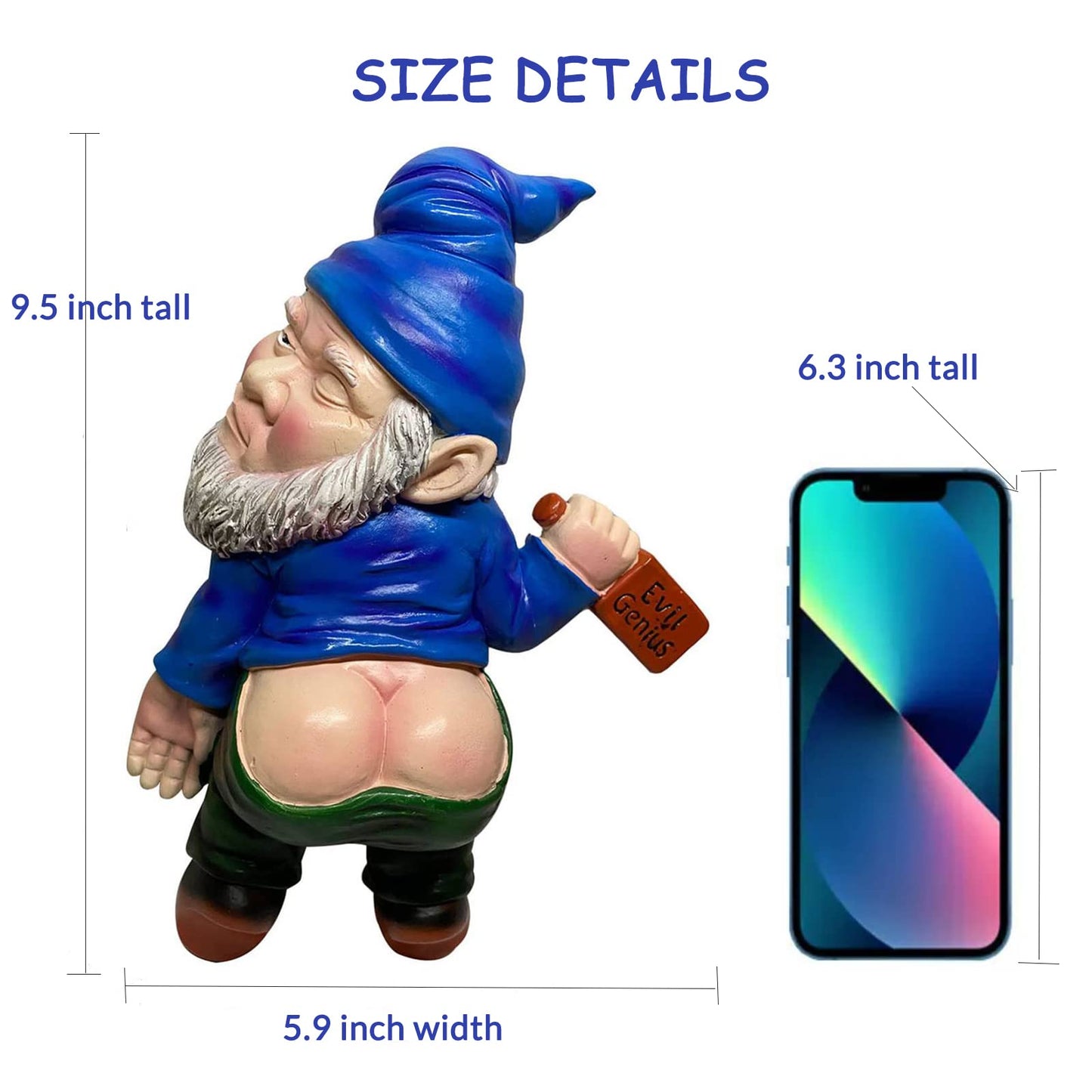 MINICAR 9.5'' Gnomes Statues Outdoor Decor, Large Naughty Sculptures Yard Decorations Patio Lawn Ornament, Funny Christmas Garden Gifts