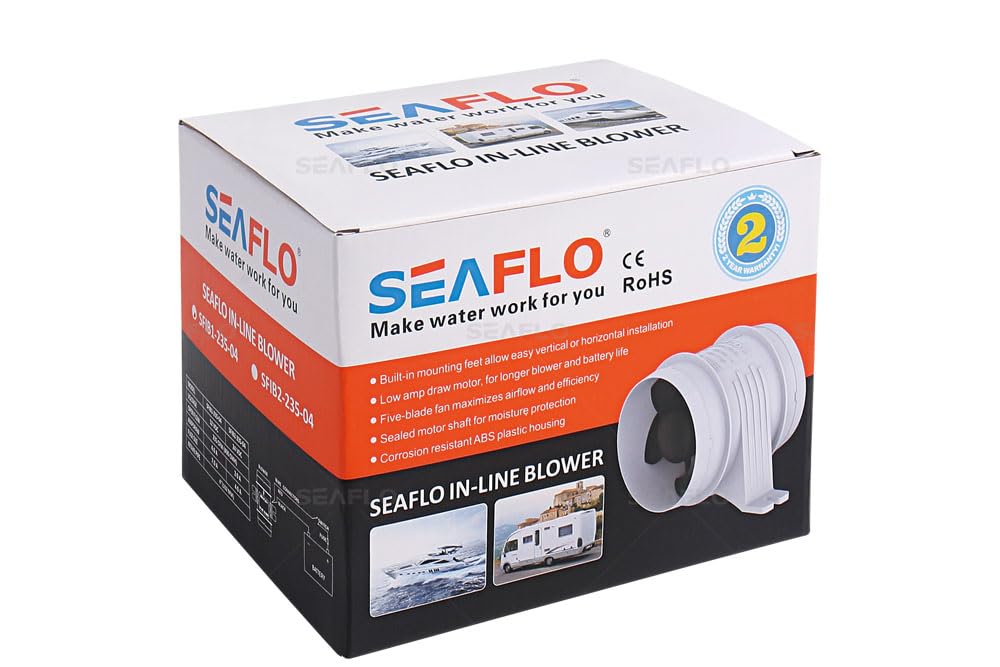 SEAFLO 3″ 145CFM in-Line Bilge Blower Fan for Marine/Ventilation/RV