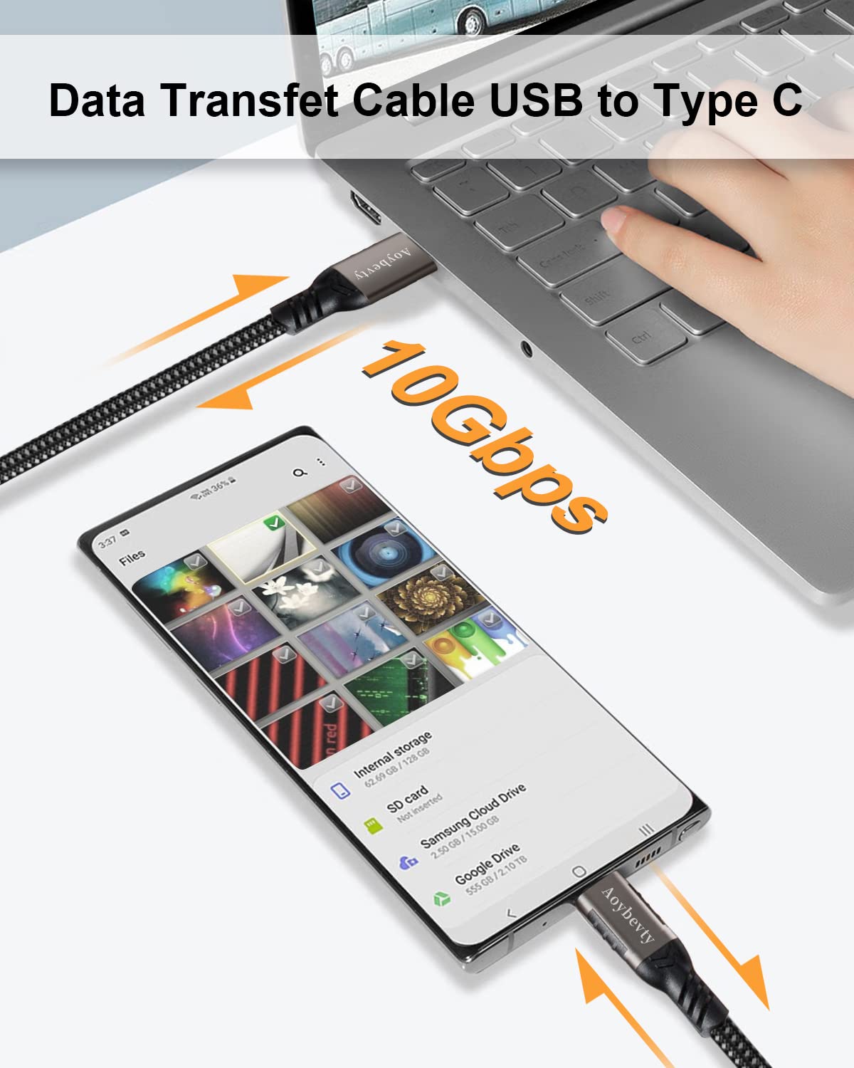 USB A to USB C Cable 6.6ft, 10Gbps Data Transfer and 60W 3A Fast Charging Cable, USB C 3.1/3.2 Cable for Android Auto Samsung S21/S20/S10/Note 20, iPad Pro, Sony XZ, LG Other Type-C Devices