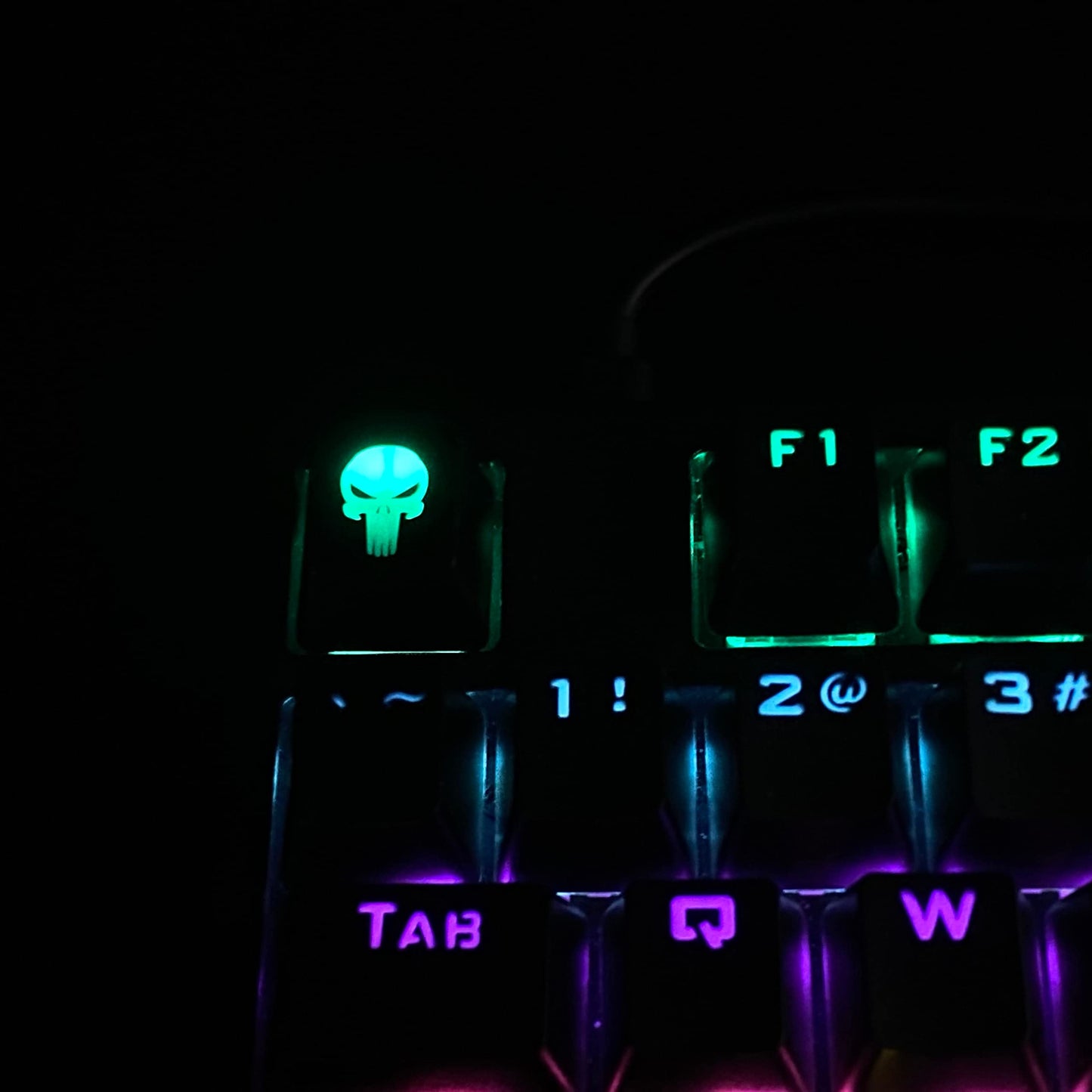 BTXETUEL Skull Backlit Artisan Keycaps for Cherry MX Mechanical Keyboard, SA Profile, ABS Translucent Backlight (Skull 2)