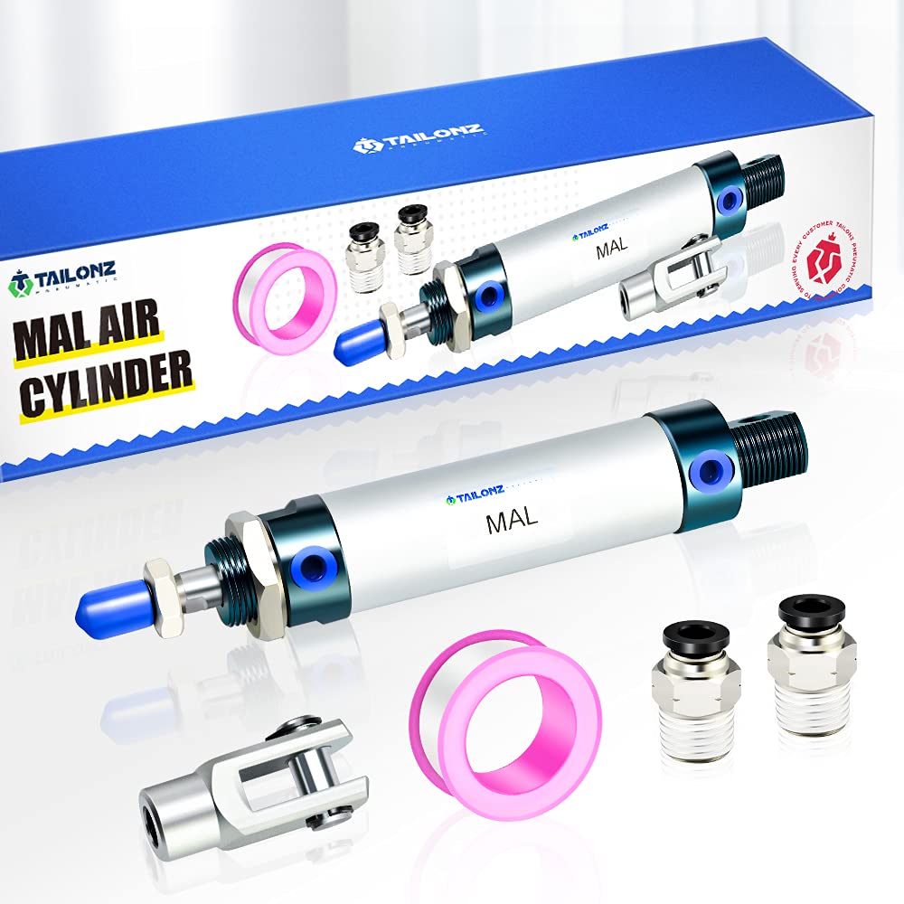 TAILONZ PNEUMATIC 25mm Bore 50mm Stroke Air Cylinder Double Action with Y Connector and 2Pcs 6mm Fitting MAL25x50