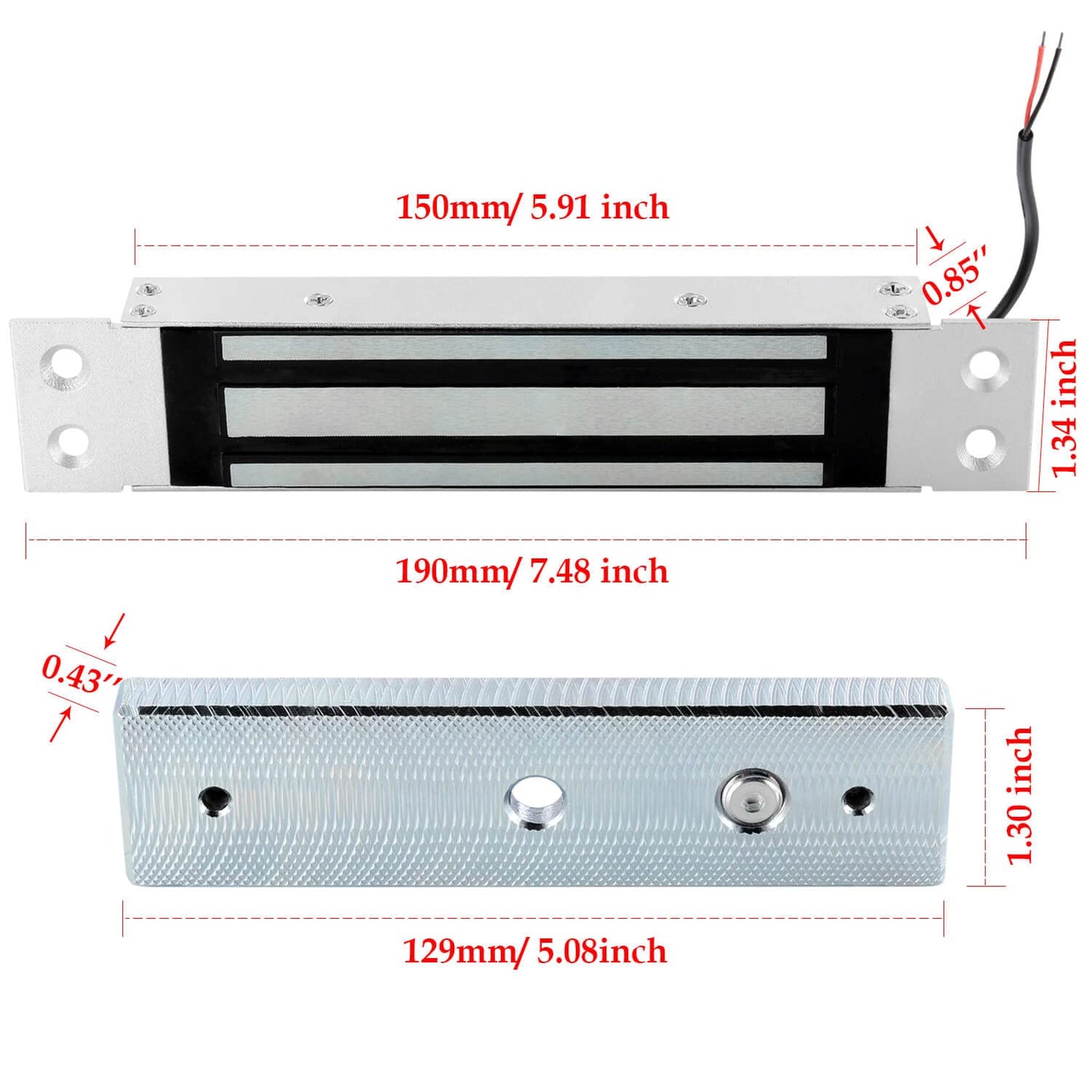 Electromagnet Flush Mount 180KG 350LBS Holding Force Embed Electric Magnetic Door Lock Waterproof 12V DC Fail Safe for Door Access System