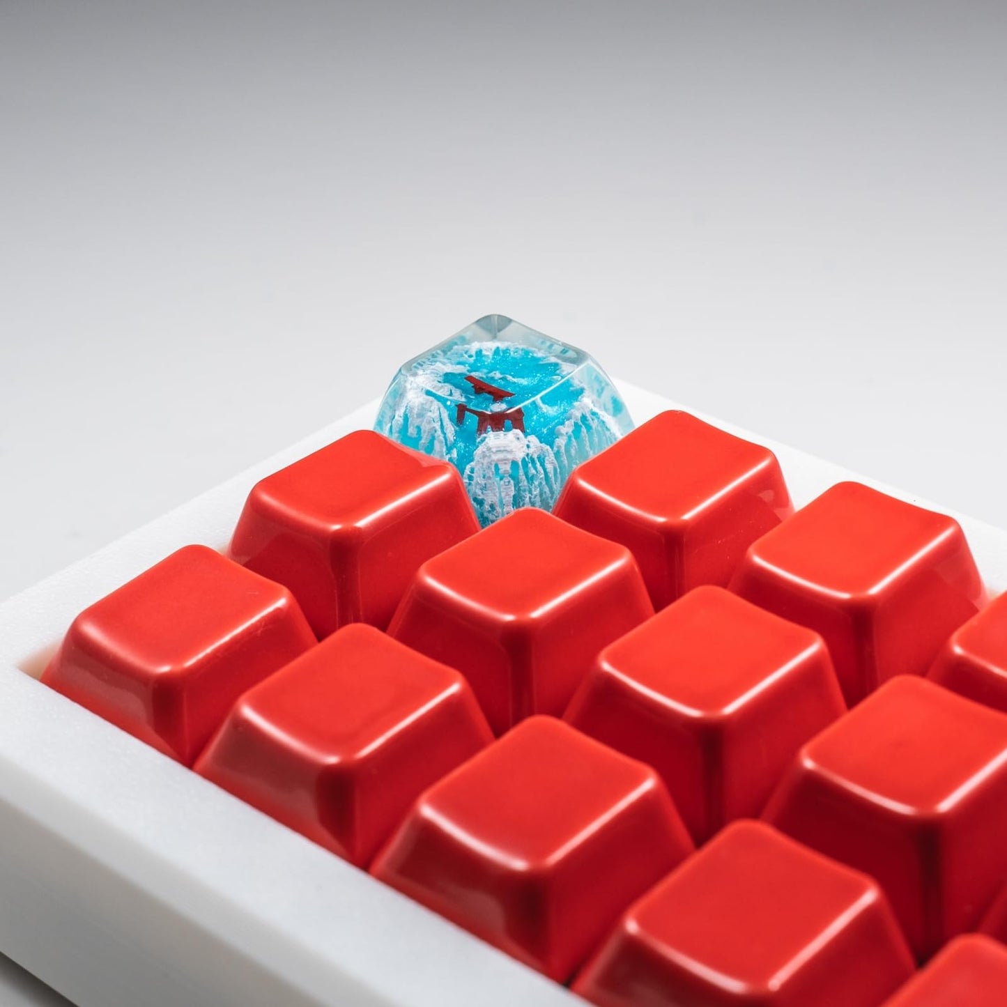 Artisan Keycap - Snow Mountain Custom Keycaps Resin Hanmade Keycaps for Mechanical Keyboard (Snow Sakura Torii SA R3 Profile)