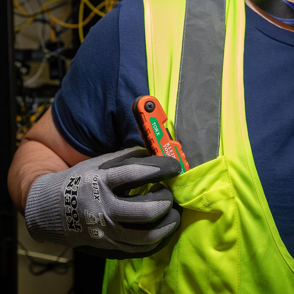 Klein Tools 70543 3-Piece Compact Folding Hex Key Set, Metric, SAE, Torx Sizes, 25 Keys, Industrial Strength Heat Treated Alloy Steel