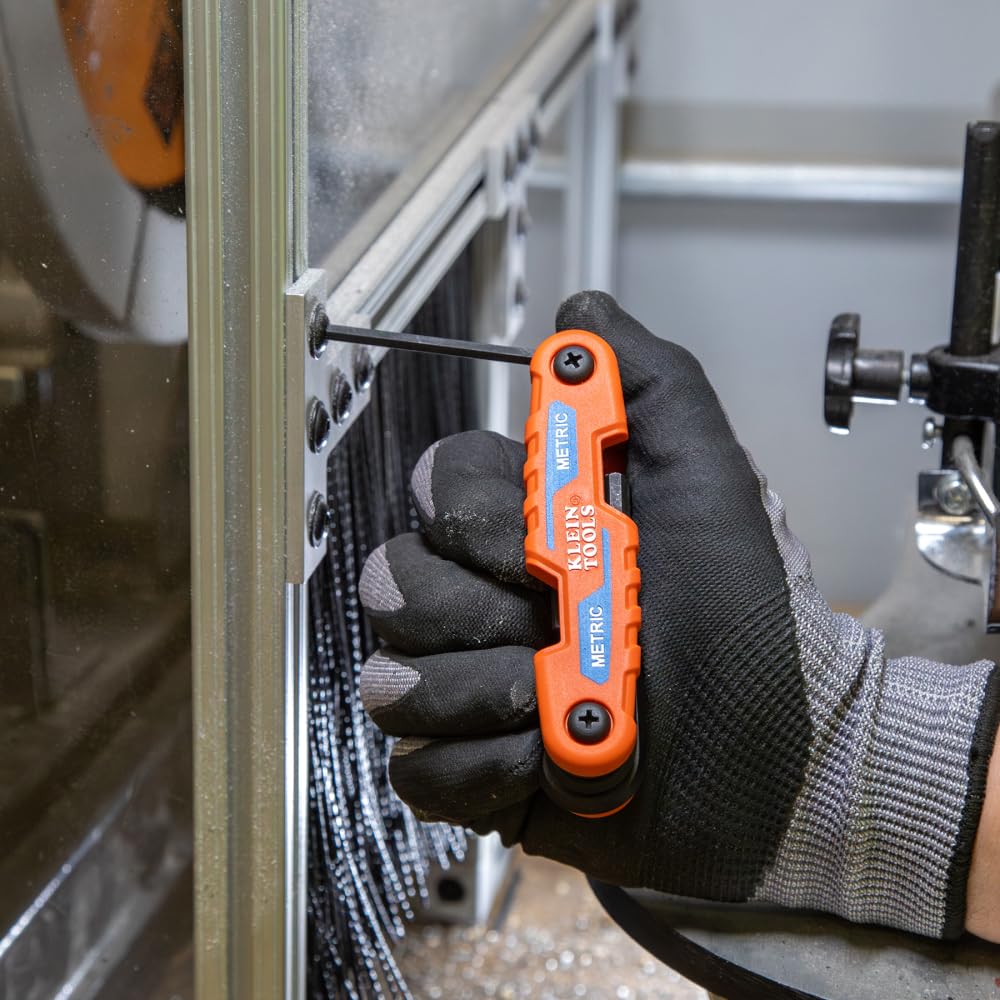 Klein Tools 70543 3-Piece Compact Folding Hex Key Set, Metric, SAE, Torx Sizes, 25 Keys, Industrial Strength Heat Treated Alloy Steel