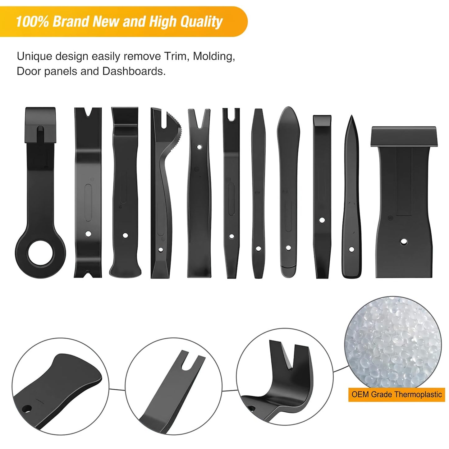 GOOACC 40Pcs Trim Removal Tool,Auto Terminal Removal Key Tool,Auto Clip Pliers Stereo Removal Tools,Car Upholstery Repair Removal Kit,Precision Hook and Pick Set,Wiring Threader,Car Film Scrape-Black