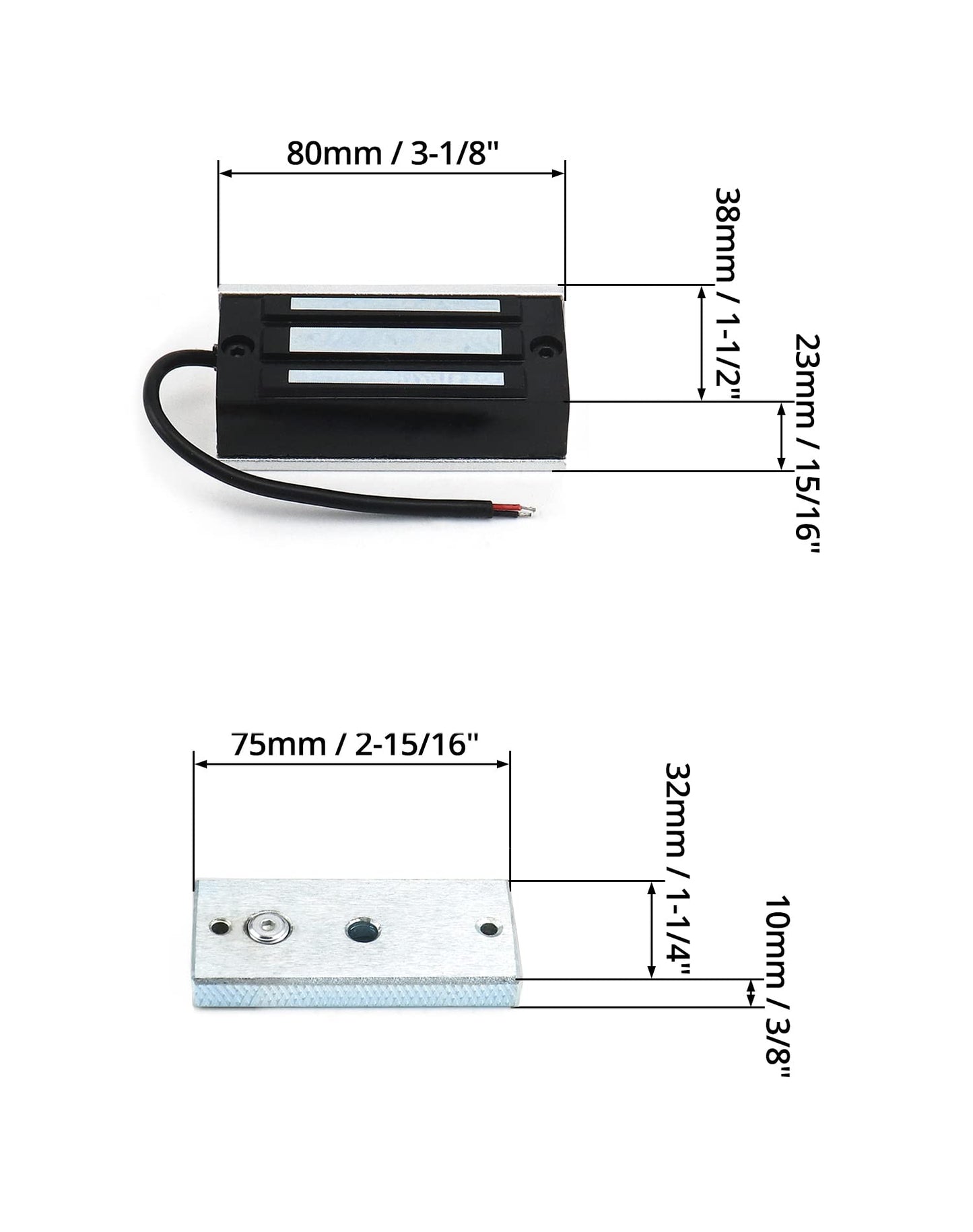 QWORK Electric Magnetic Lock, 2 Pack 60kg 130LBs Holding Force Electric Magnetic Lock for Door Access Control System Electromagnet Fail-Safe NC Mode