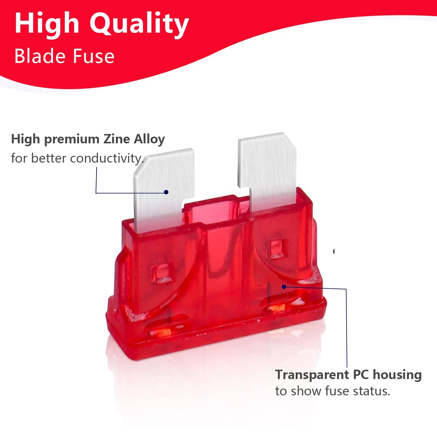 (40Pcs) 10 Amp Standard Automotive Fuse, 10A 12V 24V 32V Car Blade Fuses ATO APR ATS for Car/RV/Truck/SUV/Motorcycle/Boat