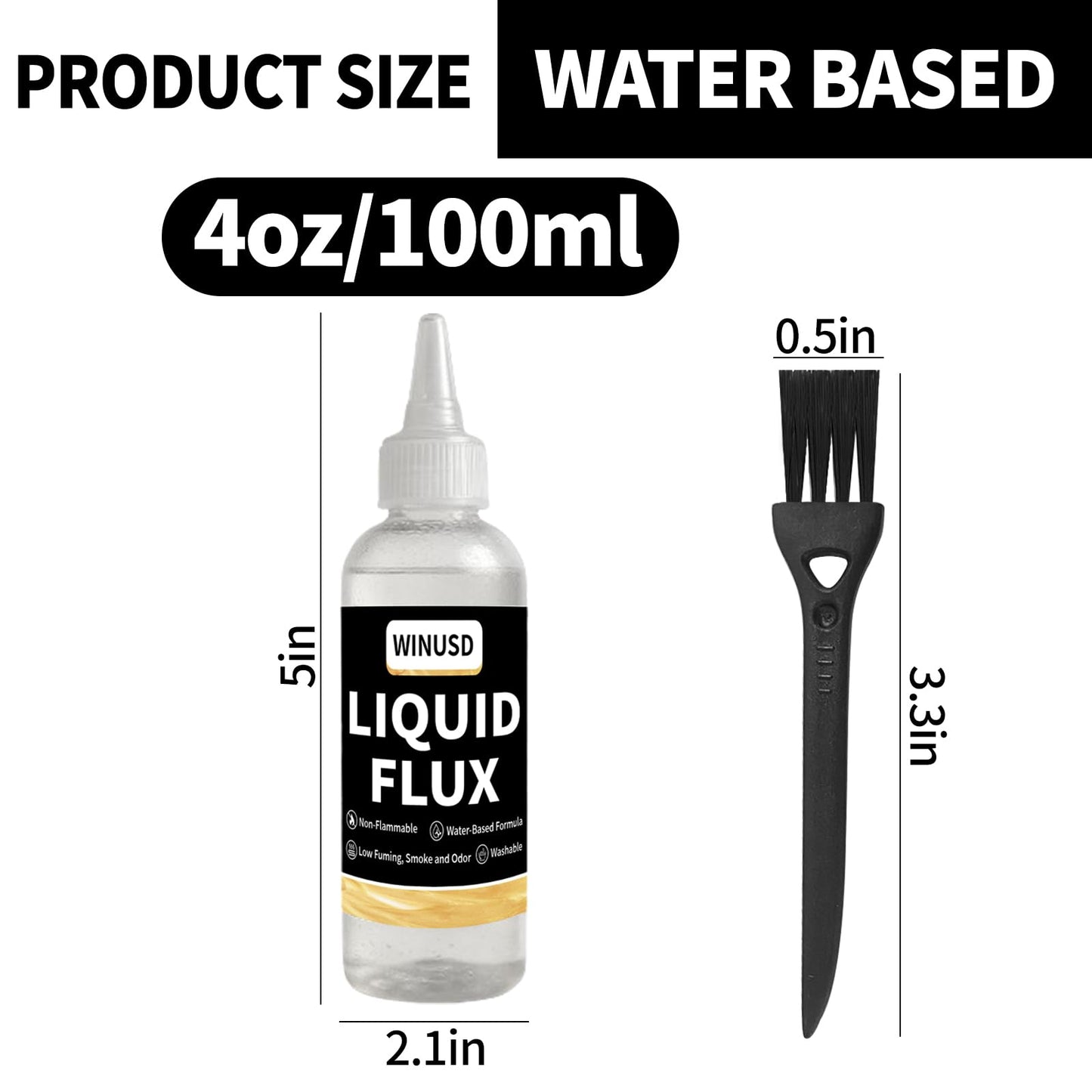 Liquid Solder Flux(100 ml/4 Oz.) | Water-Based No-Clean Liquid Flux for Soldering Electronics | Lead-Free Liquid Flux Soldering Tools for SMD/BGA/IC/PCB Repairing, Stained Glass Repair Solder Work