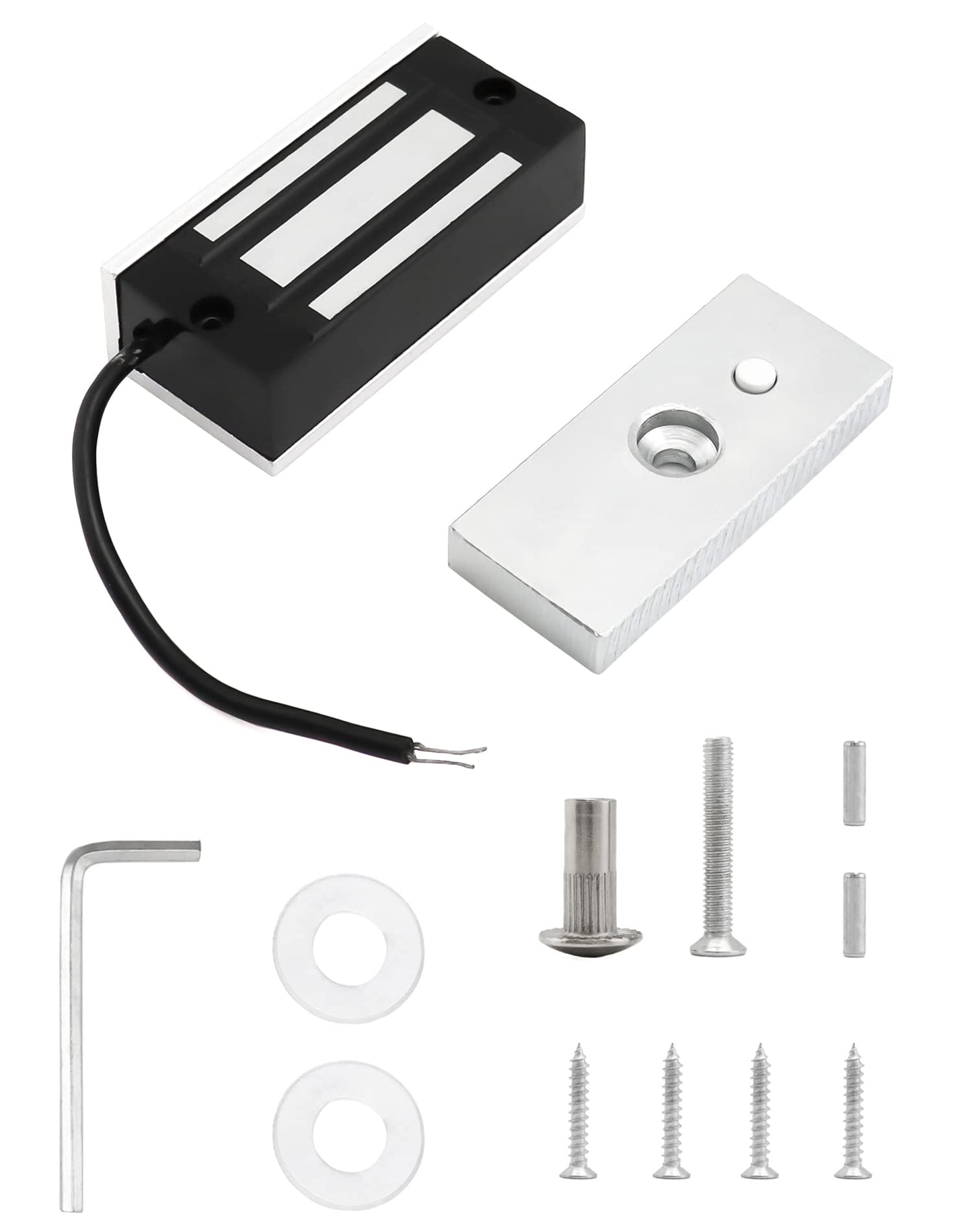 QWORK Electric Magnetic Lock, 60kg 130LBs Holding Force Electric Magnetic Lock for Door Access Control System Electromagnet Fail-Safe NC Mode