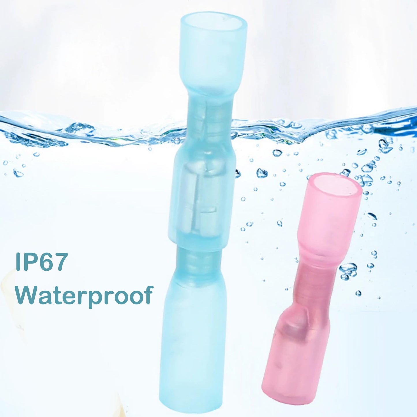 200PCS Heat Shrink Bullet Connectors, Bullet Terminals, Female and Male Crimp Connectors for Watercraft, Electronics, Automotive AWG16-14-Blue