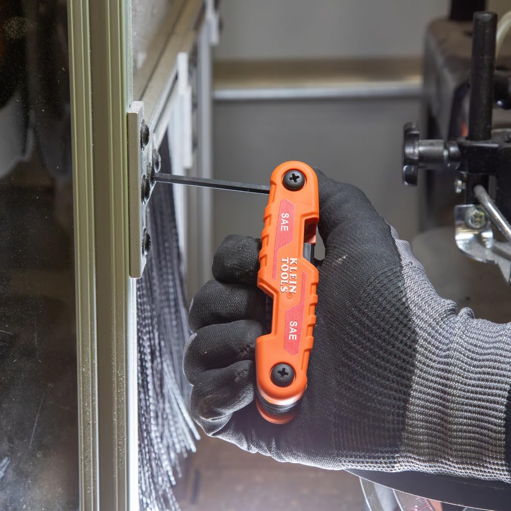 Klein Tools 70543 3-Piece Compact Folding Hex Key Set, Metric, SAE, Torx Sizes, 25 Keys, Industrial Strength Heat Treated Alloy Steel