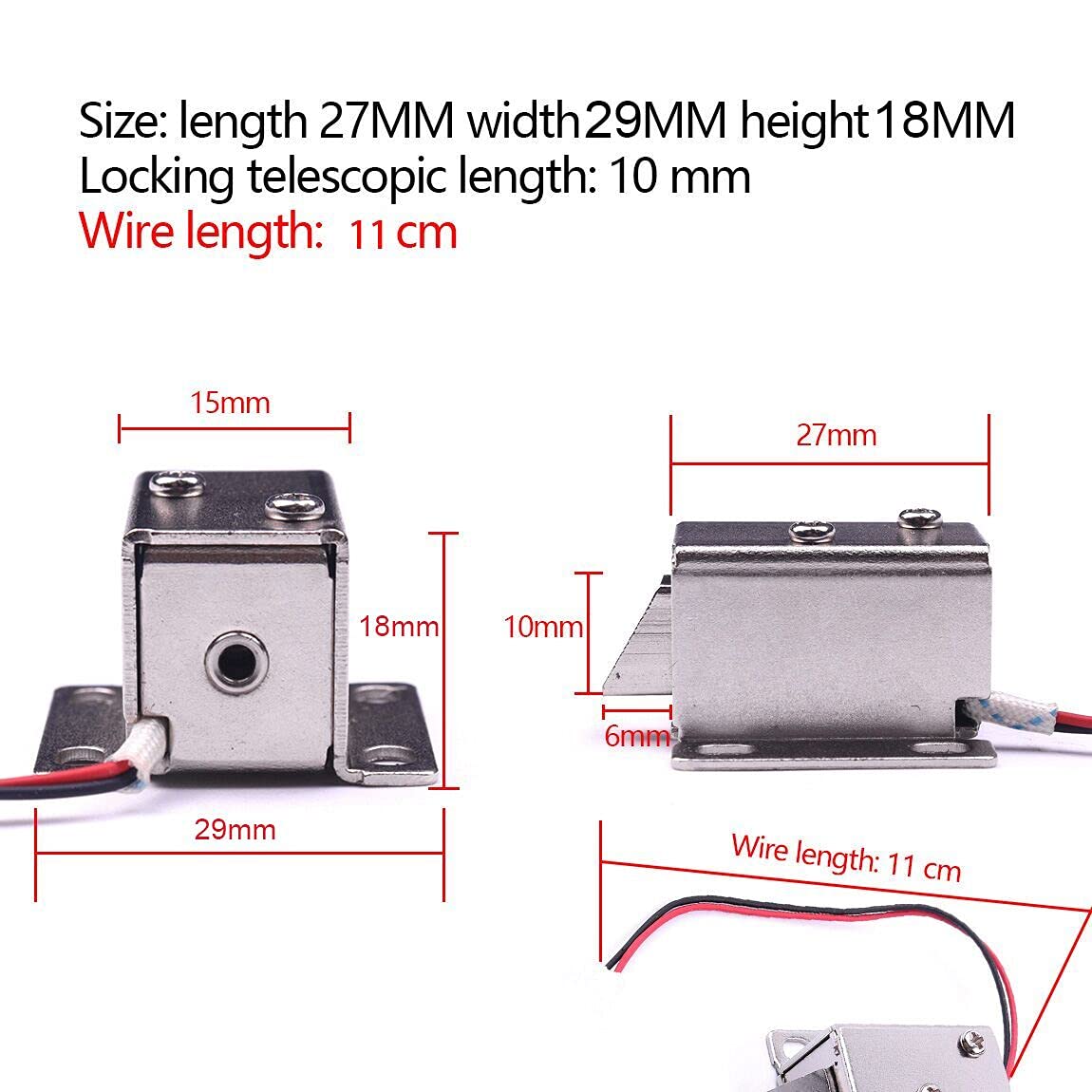ATOPLEE Electromagnetic Solenoid Lock,4pcs Mini DC 12V 0.43A Door Drawer Tongue Down Slim Design Assembly Magnetic Lock for Cabinet Door Drawer,27X29X18mm