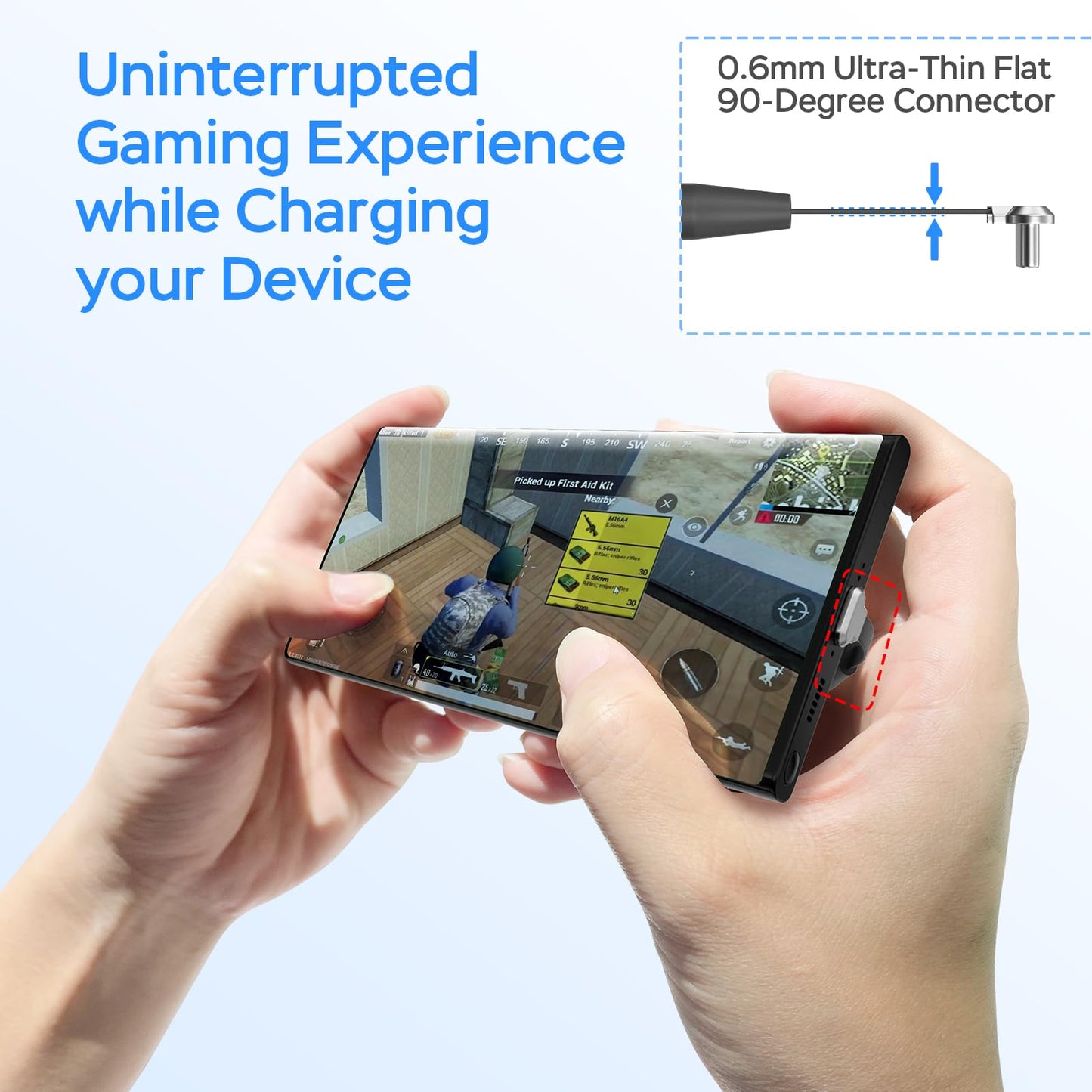 USB C Charger Cable, 60W 6ft Type C Charging Cable, Flat 90-Degree C-Port, High-Speed Data Transfer Compatible with Samsung S23/S22/S21, iPhone 15 Pro/Pro Max, MacBook Air/Pro, etc.