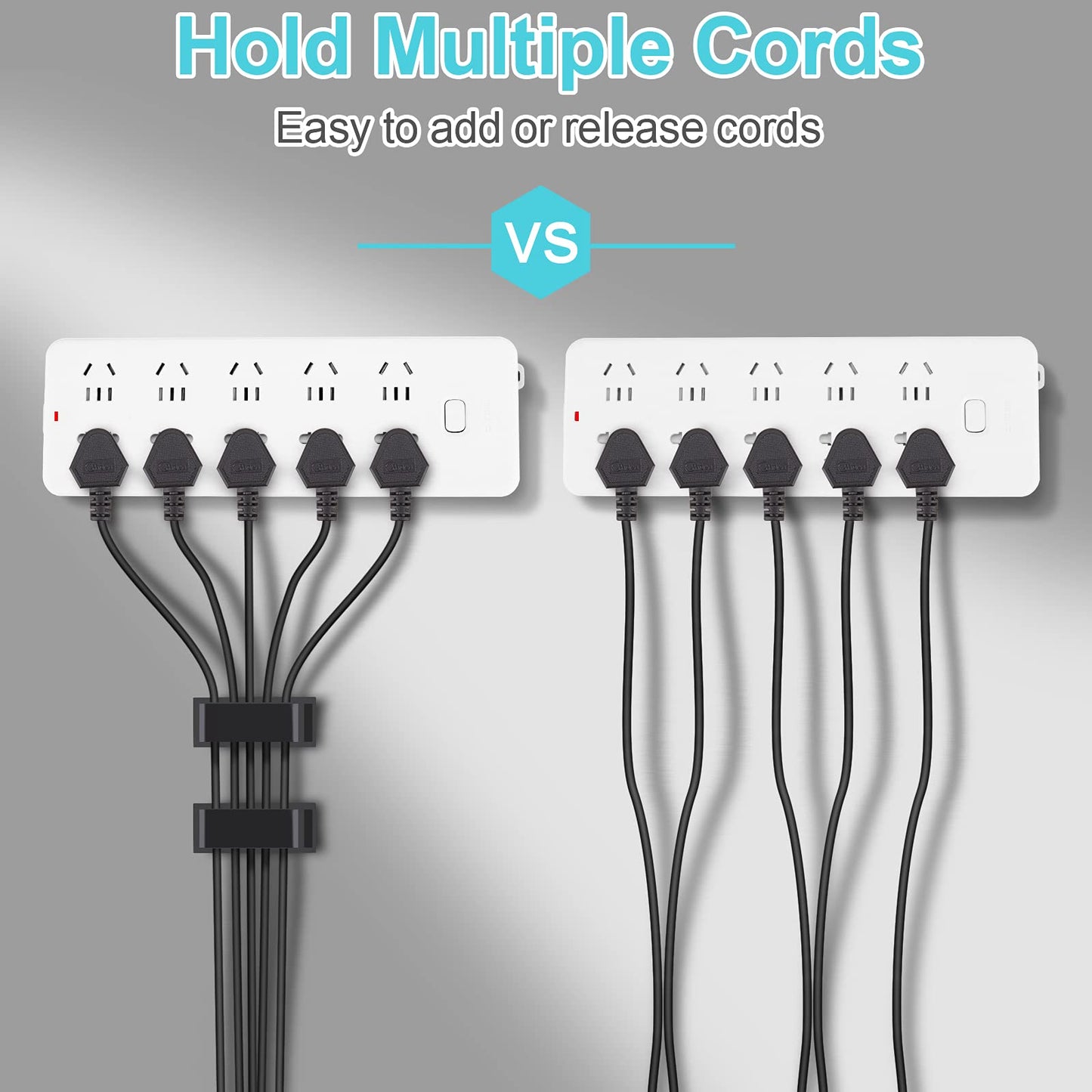 50 PCS Black Cable Clips - Large Cord Organizers for Under Desk Cable Wire Management, Adhesive Holder Clips for Multiple Cord Management