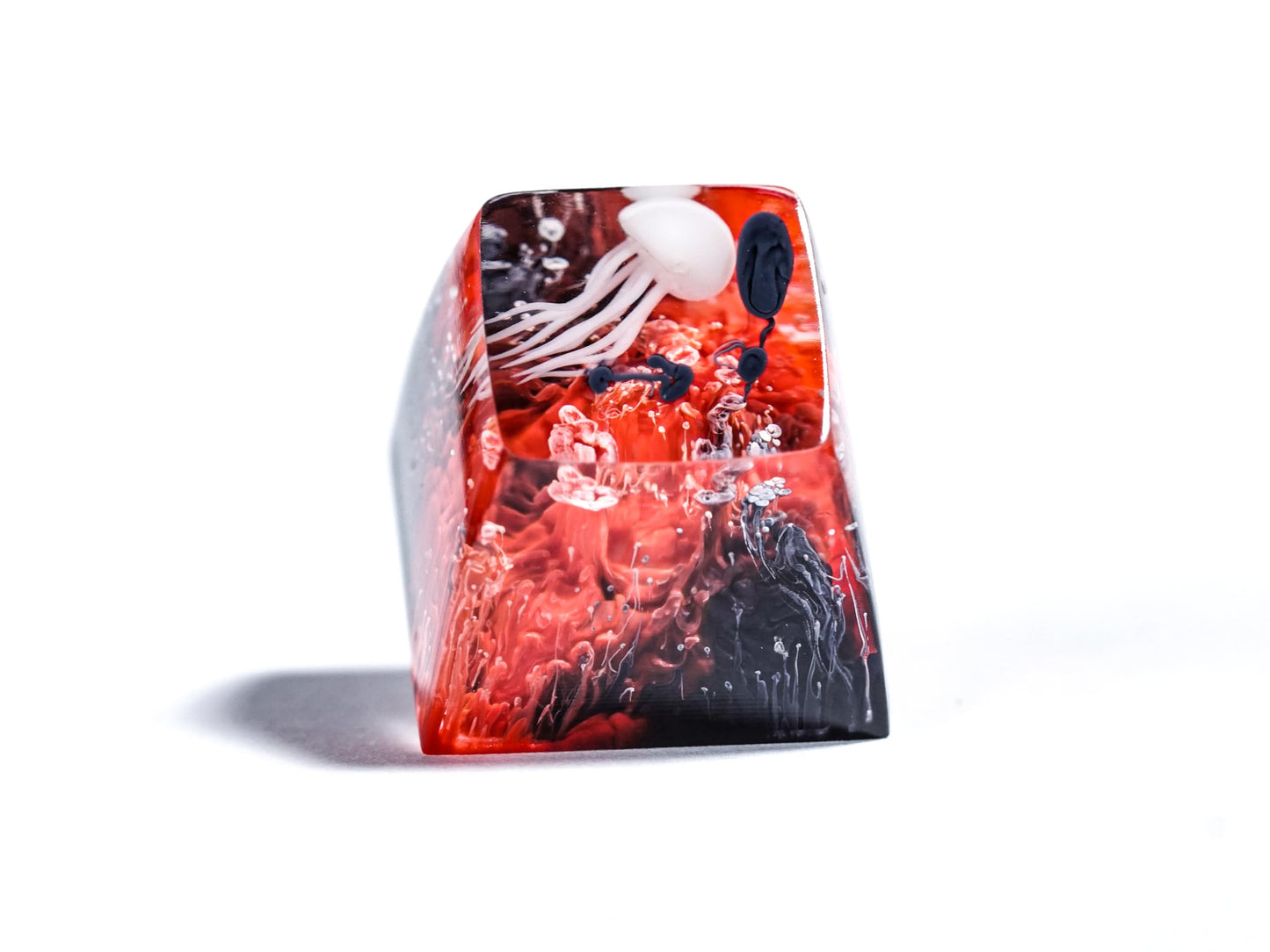 DATKEY Jellyfish Red & Black Artisan Ocean Keycaps - Cute & Aesthetic Custom Keycaps for Gaming Lovers