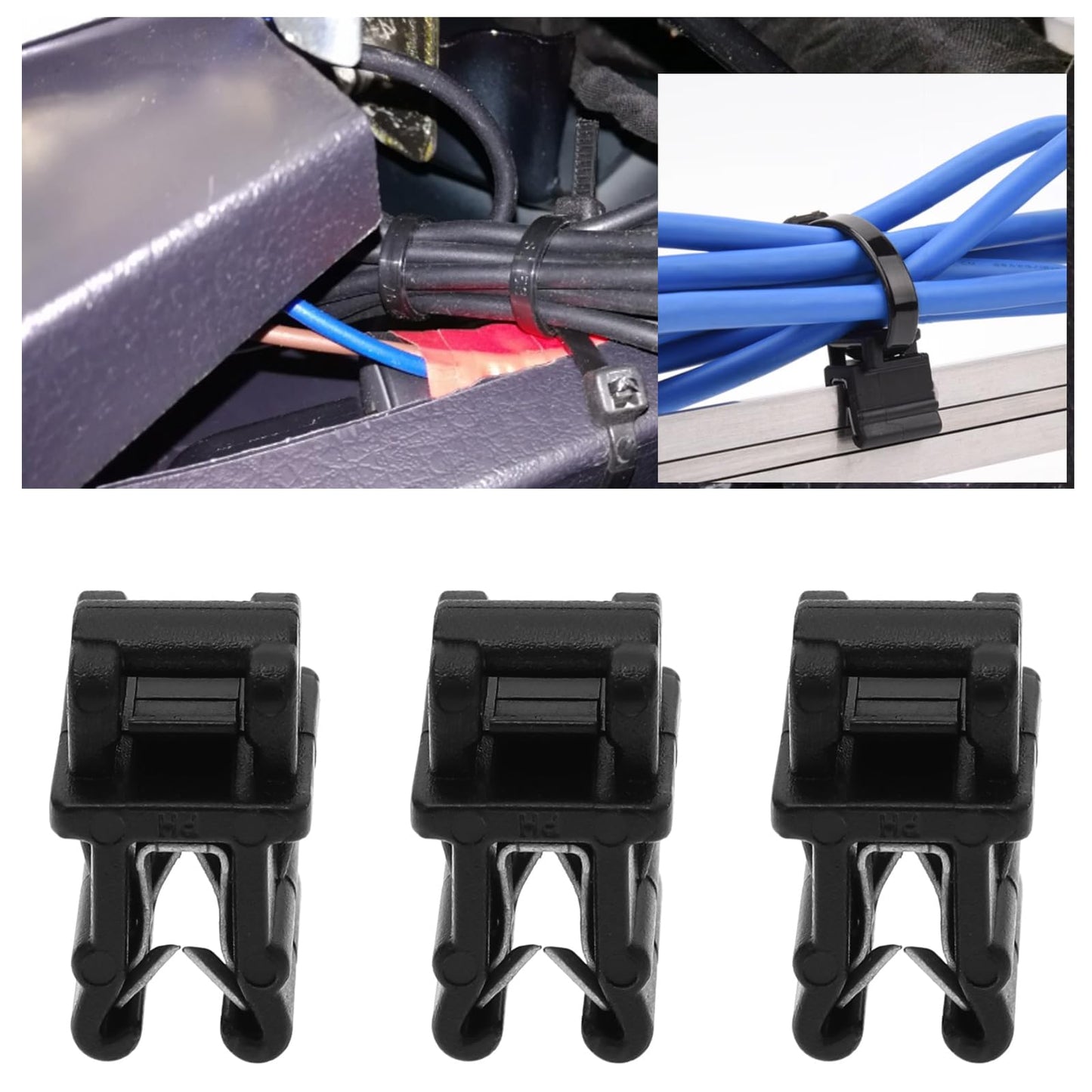 The Lord of the Tools 20PCS Cable Tie Mounts 15x10.8x3mm Plastic Zip Tie Bases Holders Wire Tie Edge Mounting Clips Fasteners Organisers for Cable Management Black