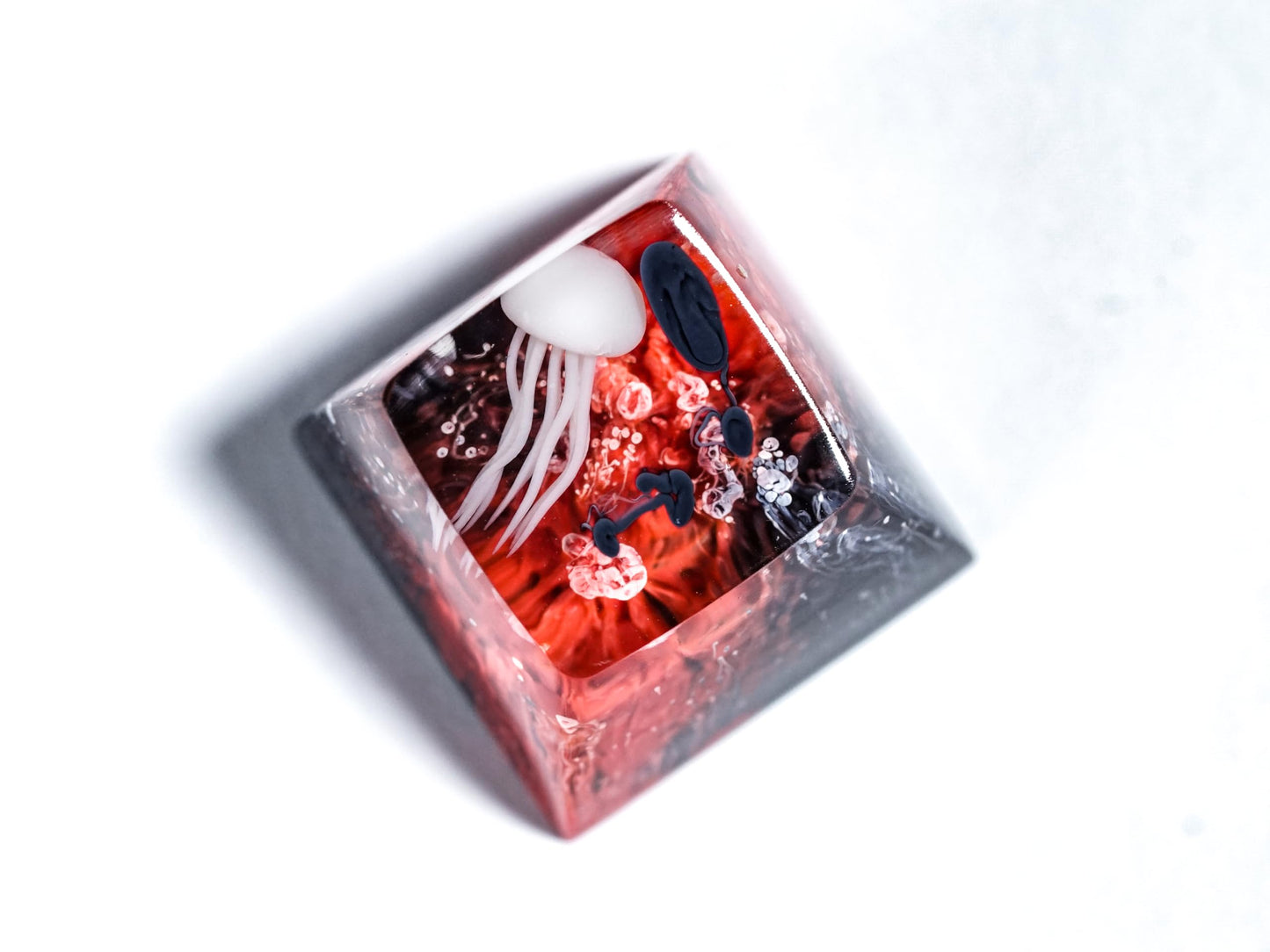 DATKEY Jellyfish Red & Black Artisan Ocean Keycaps - Cute & Aesthetic Custom Keycaps for Gaming Lovers