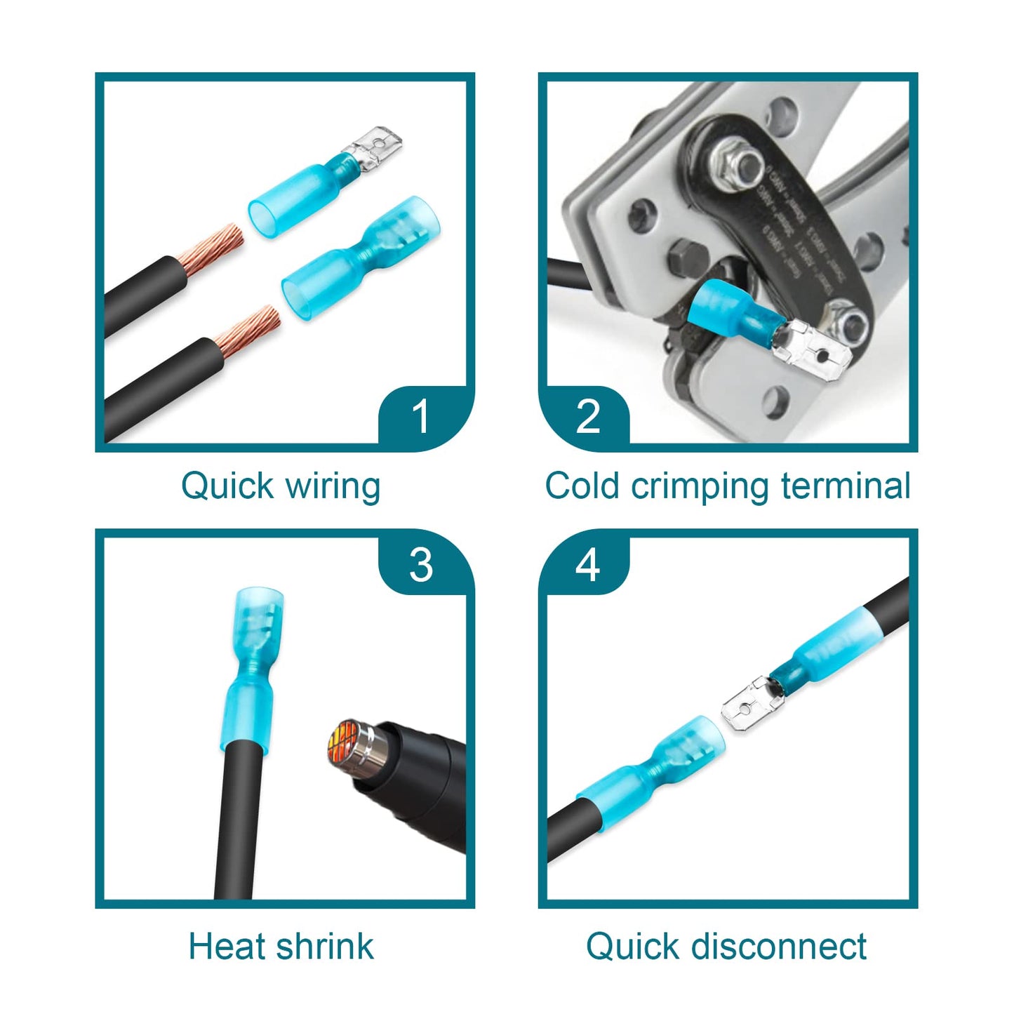 150 PCS Spade Connectors, Heat Shrink Spade Terminals 22-10 AWG, Wire Connectors Male and Female by MENTBERY
