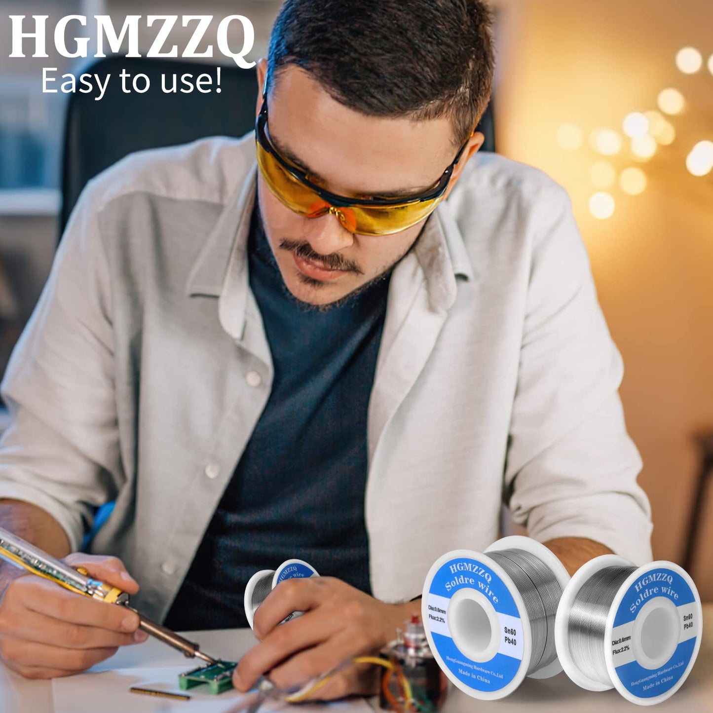 HGMZZQ 60/40 Tin Lead Solder Wire with Rosin for Electrical Soldering 0.039inch (1.0mm-1lb)