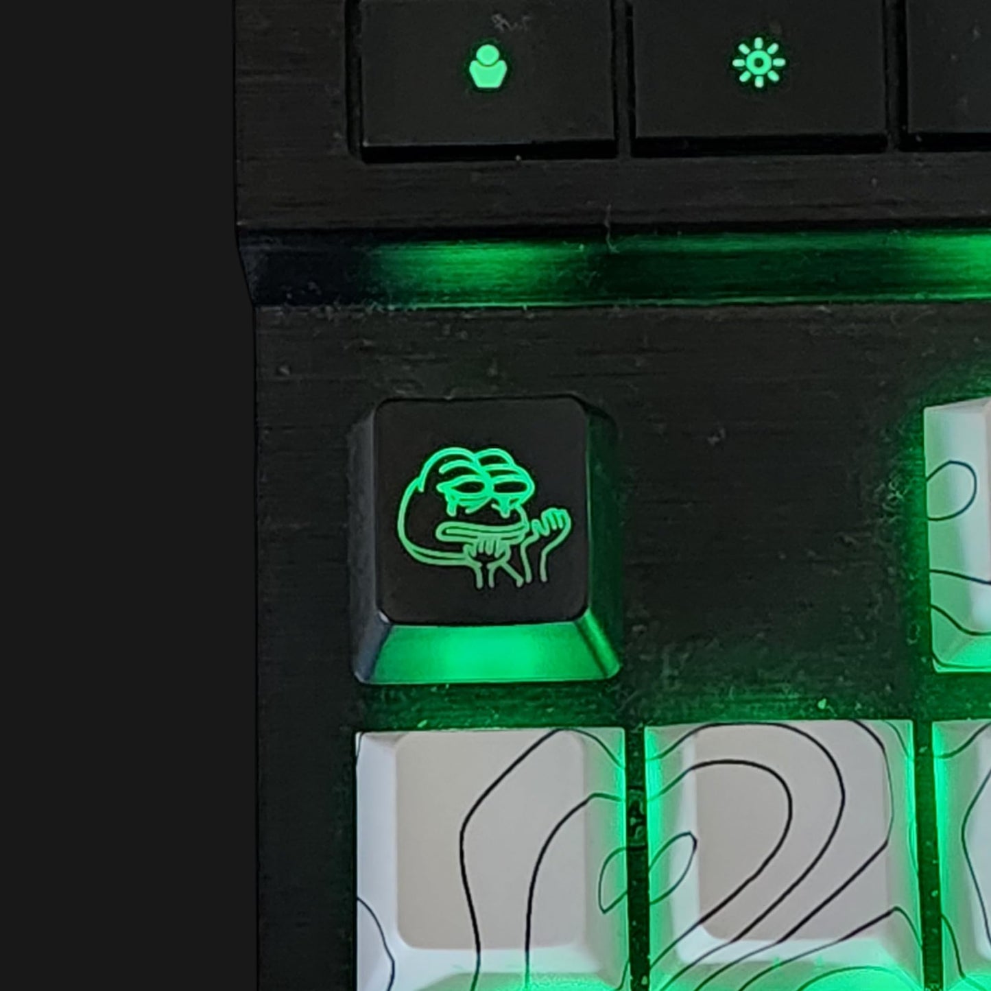 The Celly Plug Meme Frog Backlit Keycap Set - Custom kecaps for Cherry MX Mechanical Keyboard, SA Profile, R4 Keycaps, Translucent Backlight, PC Gaming Gifts, Personalized Keycap (Frog/Escape Key)