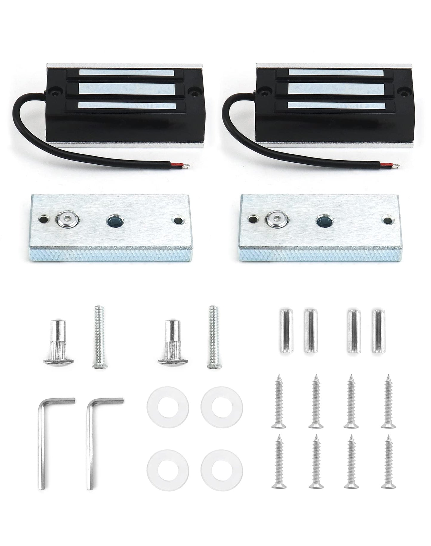 QWORK Electric Magnetic Lock, 2 Pack 60kg 130LBs Holding Force Electric Magnetic Lock for Door Access Control System Electromagnet Fail-Safe NC Mode