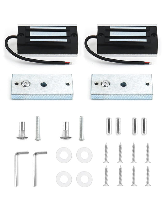 QWORK Electric Magnetic Lock, 2 Pack 60kg 130LBs Holding Force Electric Magnetic Lock for Door Access Control System Electromagnet Fail-Safe NC Mode