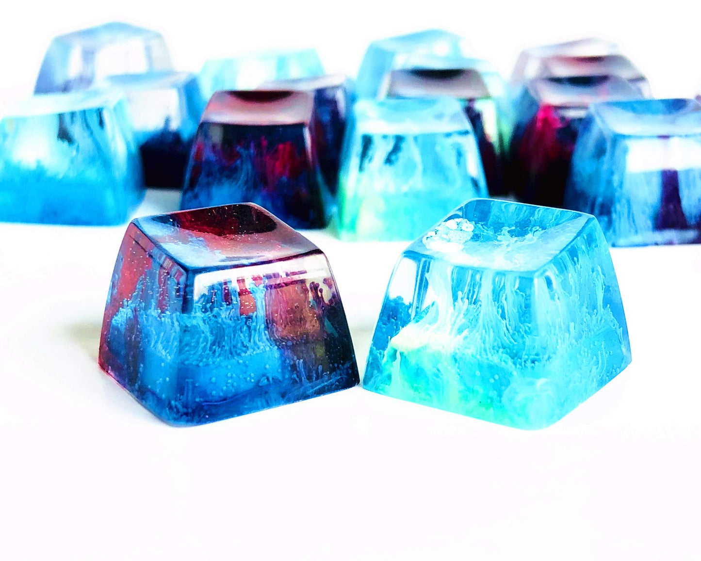 1 Pcs Handmade Seabed Landscape R4 Keycap Resin Artisan Backlit Switch SA Profile for Cherry MX RGB Gaming Mechanical Keyboard DIY Replace (multicolor)