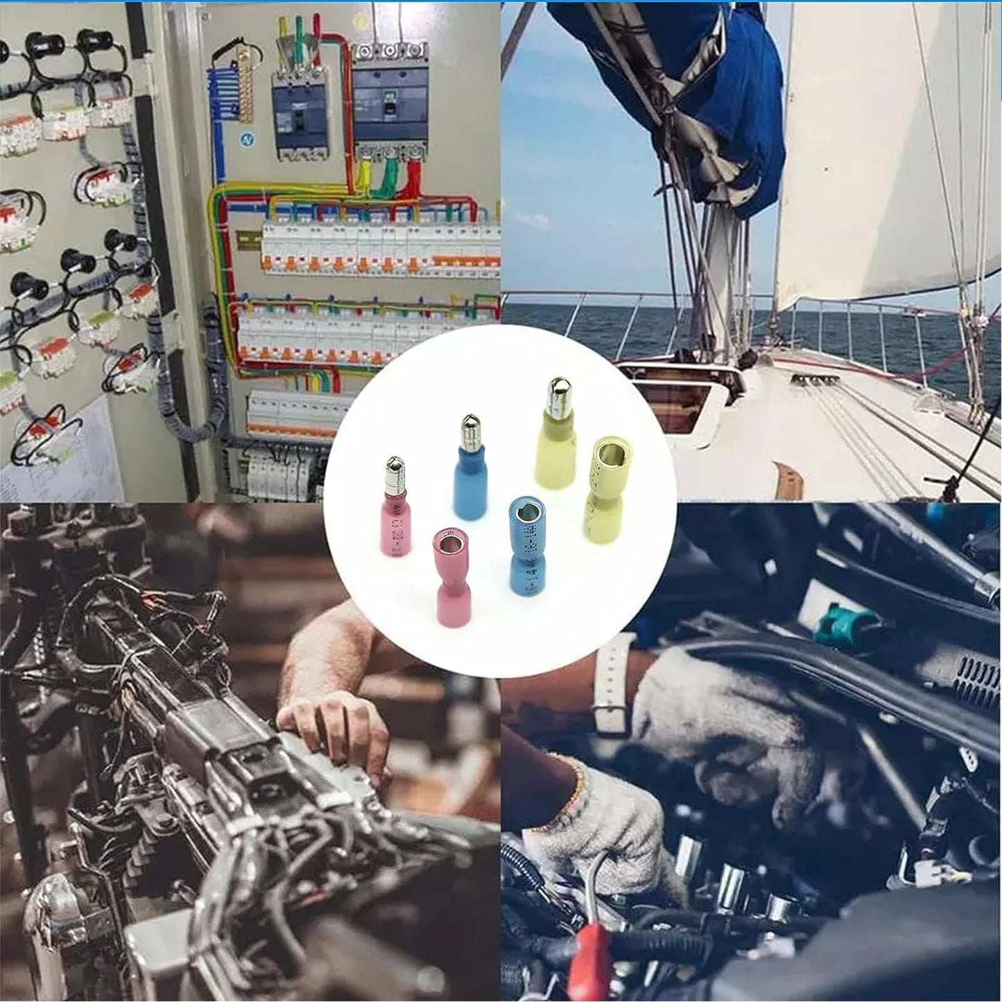 200PCS Heat Shrink Bullet Connectors, Bullet Terminals, Female and Male Crimp Connectors for Watercraft, Electronics, Automotive AWG16-14-Blue