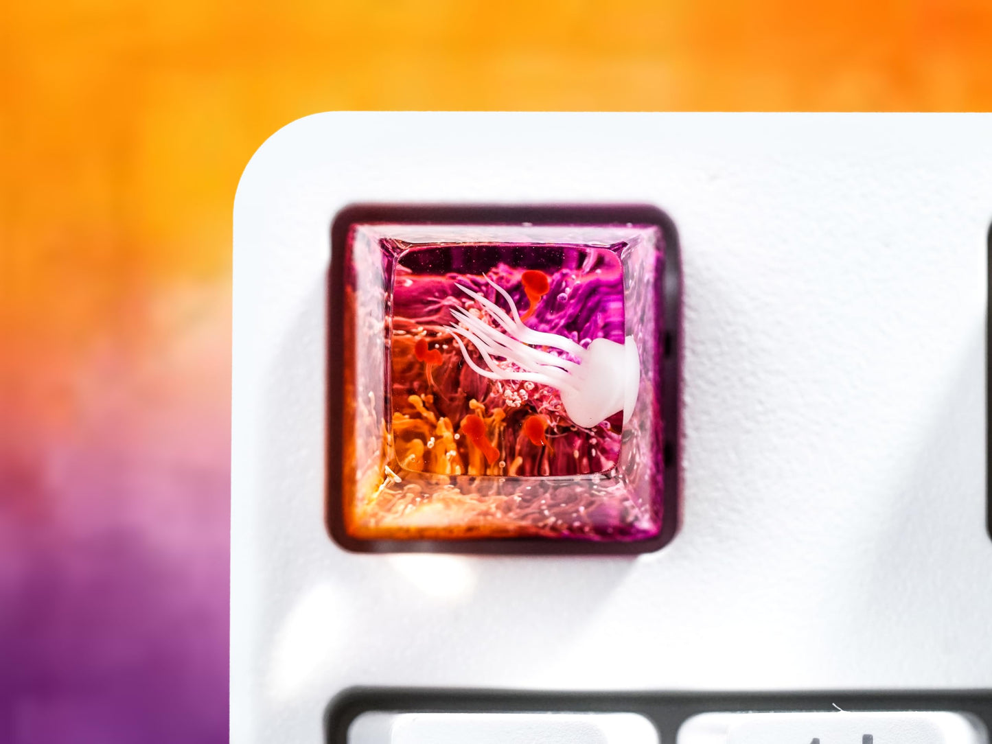 DATKEY Jellyfish Red & Purple Artisan Keycaps - Ocean Cute Aesthetic Custom Keycaps - Gaming Gifts