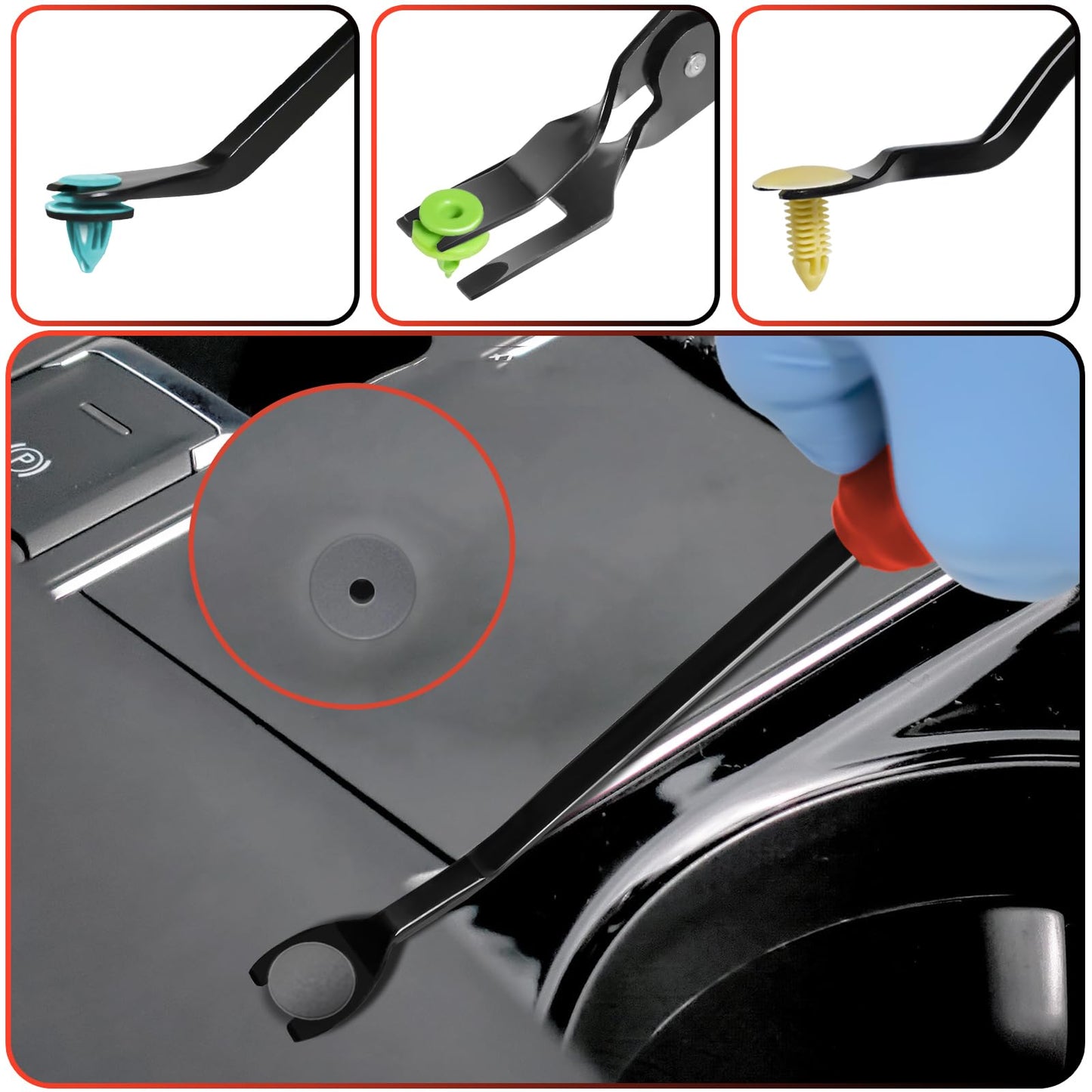 Keze 3 Pcs Auto Clip Pliers Set and Fastener Remover,Car Trim Rivet Removal Pry Tool Repair Kit with Storage Bag for Automotive Door Panel,Upholstery,Dashboard,Plastic Fasteners