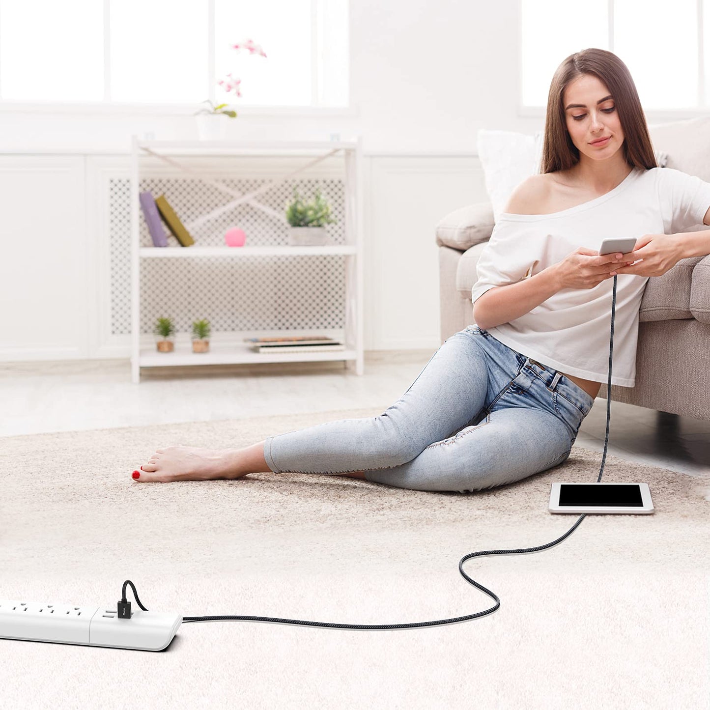 Ruaeoda Long Micro USB Cable Android Charger 20ft with Gold-Plated PS4 Charger Cable - High Speed 2.0 USB A Male to Micro USB Nylon Braided Cable for Android Phone