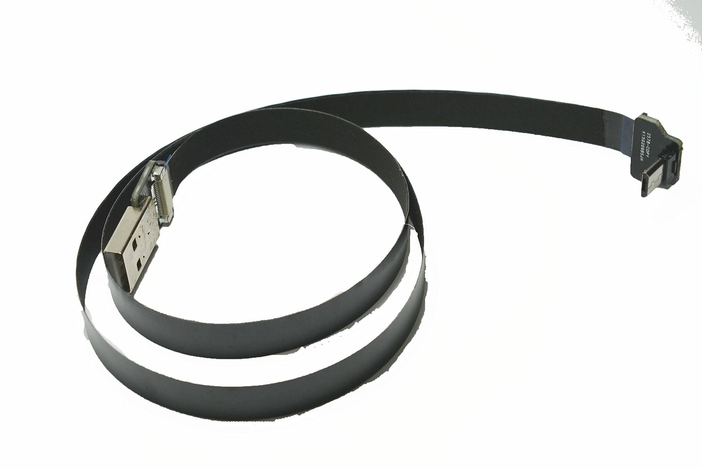 Black Flexible FPV Flat Slim Thin Ribbon FPC Cable Micro USB 90 degree to standard USB A for sync and charging (80CM)