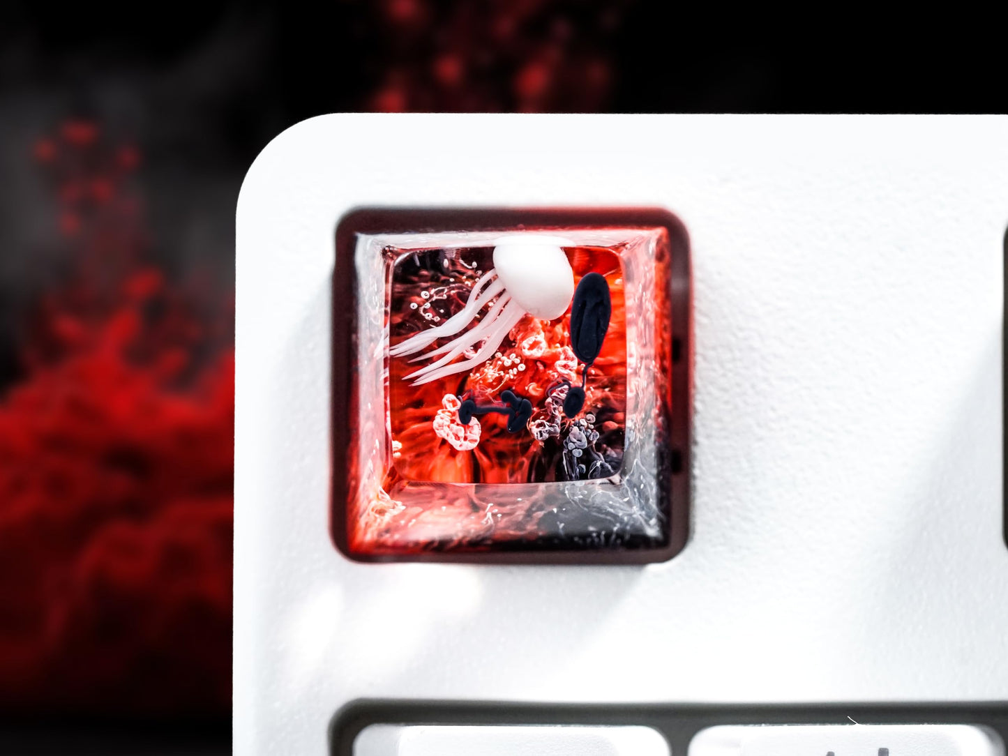 DATKEY Jellyfish Red & Black Artisan Ocean Keycaps - Cute & Aesthetic Custom Keycaps for Gaming Lovers