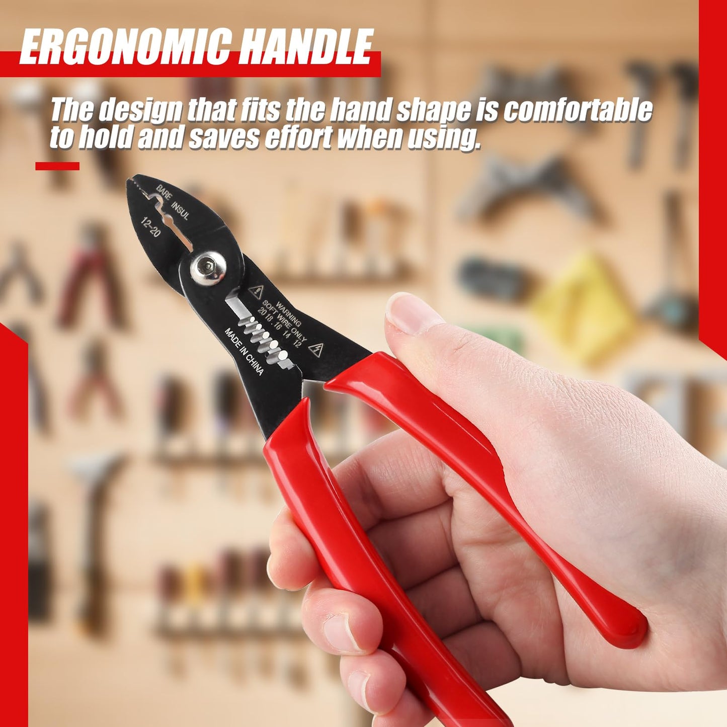 GOLD DEER 4 in 1 Wire Crimper Stripper 7 Inches Compact Wire Stripper Multi Purpose Electricians Pliers Professional Electrical Cable Stripping Crimping Tool 12-20 AWG Wire for Household Industrial