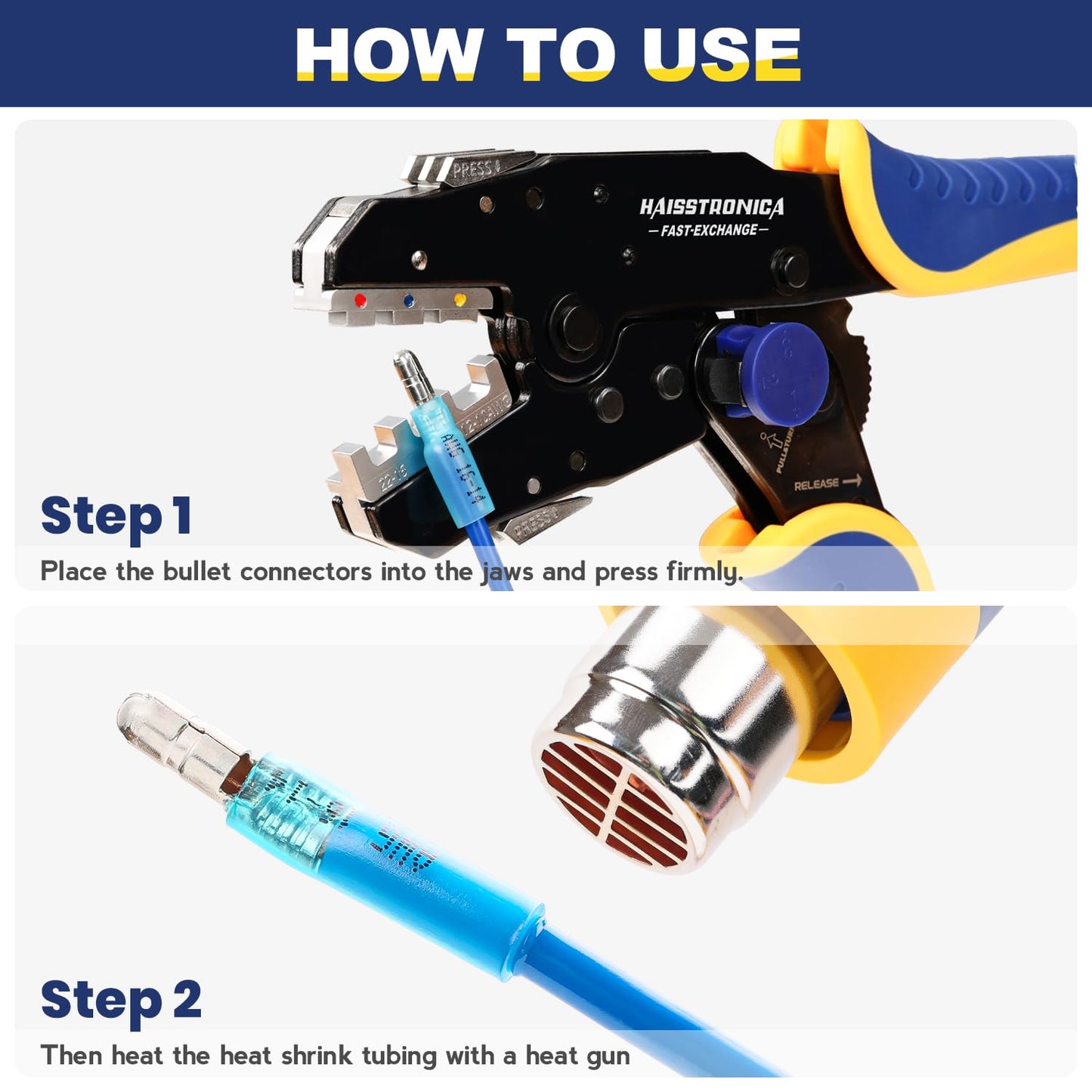 haisstronica 220PCS Heat Shrink Bullet Connectors AWG22-10 Male and Female Wire Bullet Terminals Blue Red Yellow Bullet Butt Terminals Kit