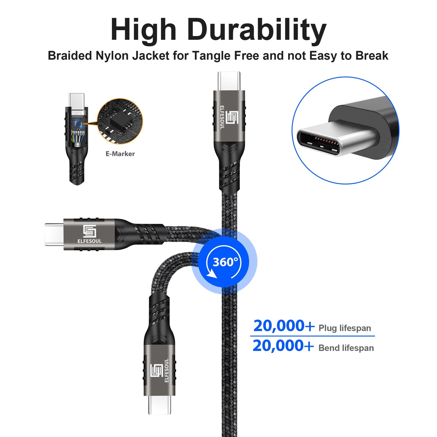 USB C Cable 10ft, USB-A to USB-C Cable USB 3.1 USB 3.2 Gen2 10Gbps Data Charger Cord for Samsung Galaxy S24 S23 S22 S21 S20 S10 S9 S8+, Android Auto USB Cord and iPhone 15/15 Pro, Nylon Braided.