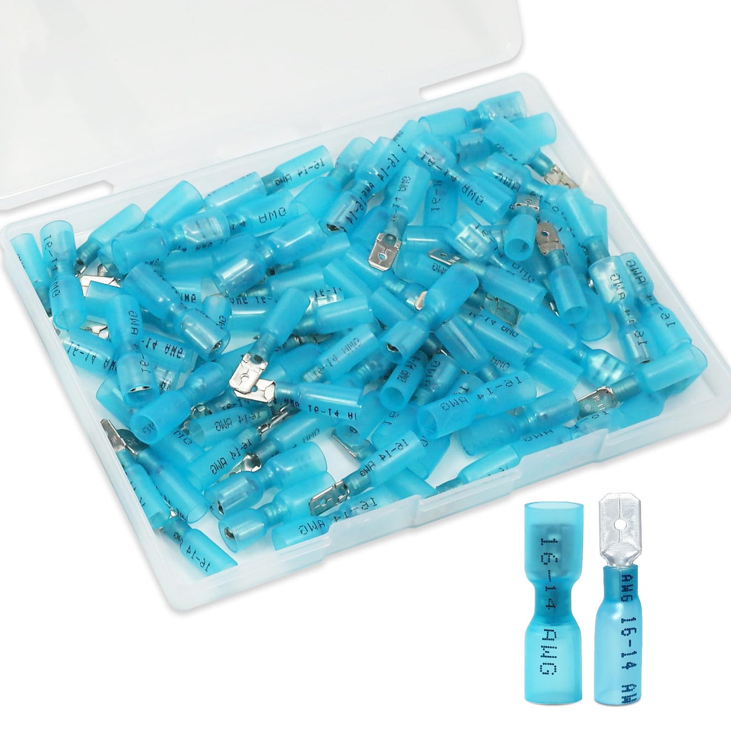 MENTBERY 100 PCS Spade Connectors, Heat Shrink Spade Terminals 16-14 AWG, Wire Connectors Female and Male